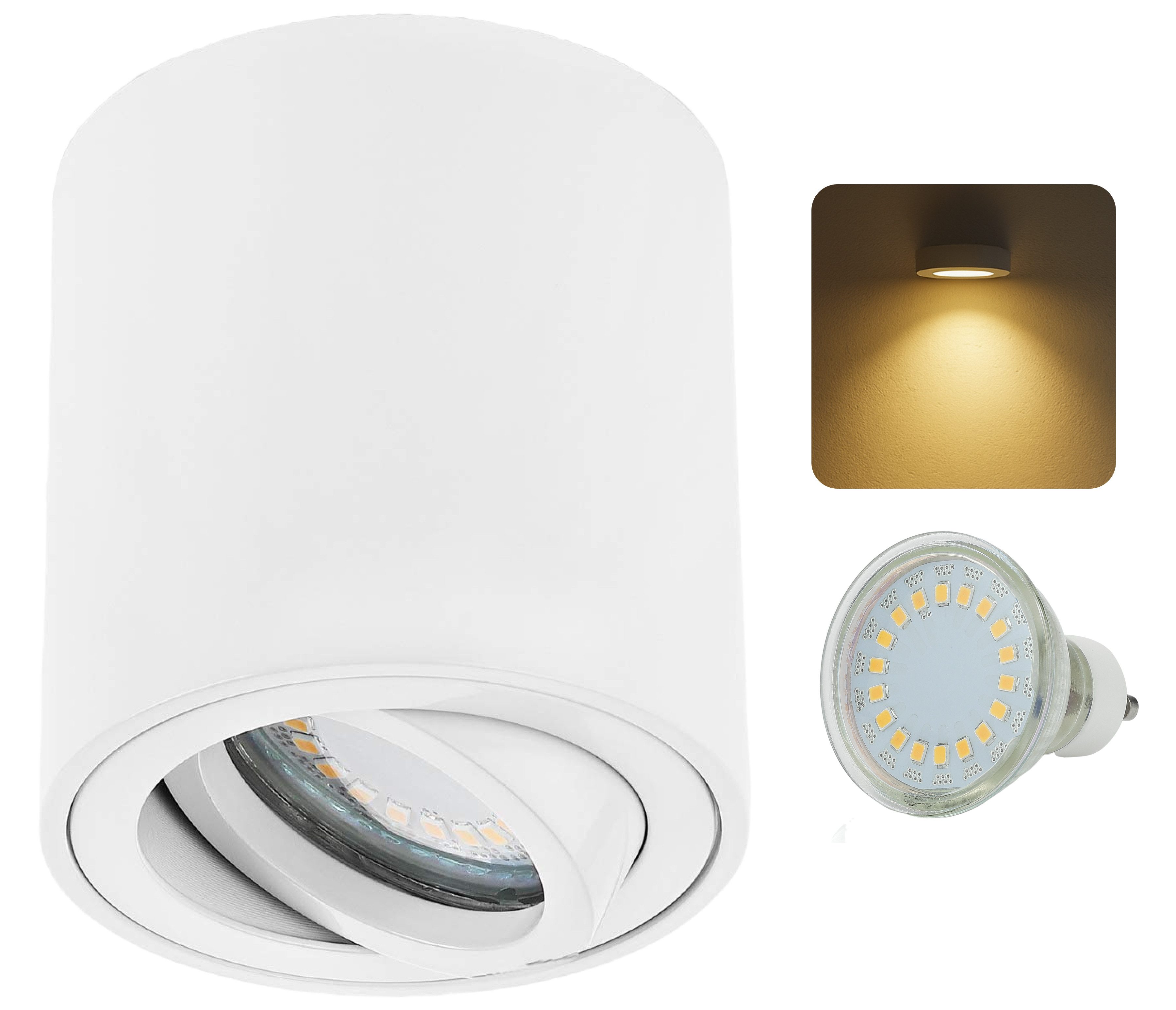 LED Deckenspots 5W GU10 Aufbauspot Aluminium weiß 230V