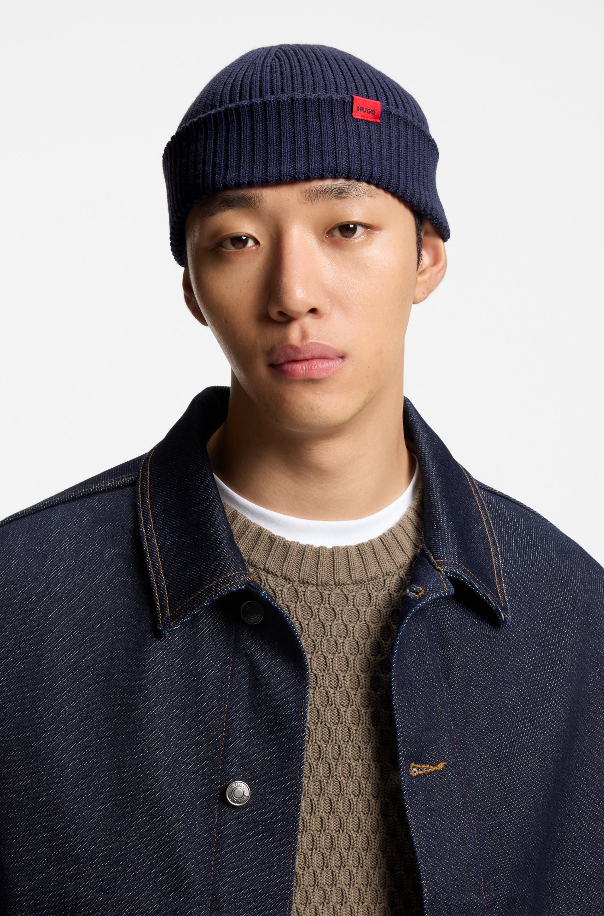 HUGO Beanie Xush aus Wollmix günstig online kaufen