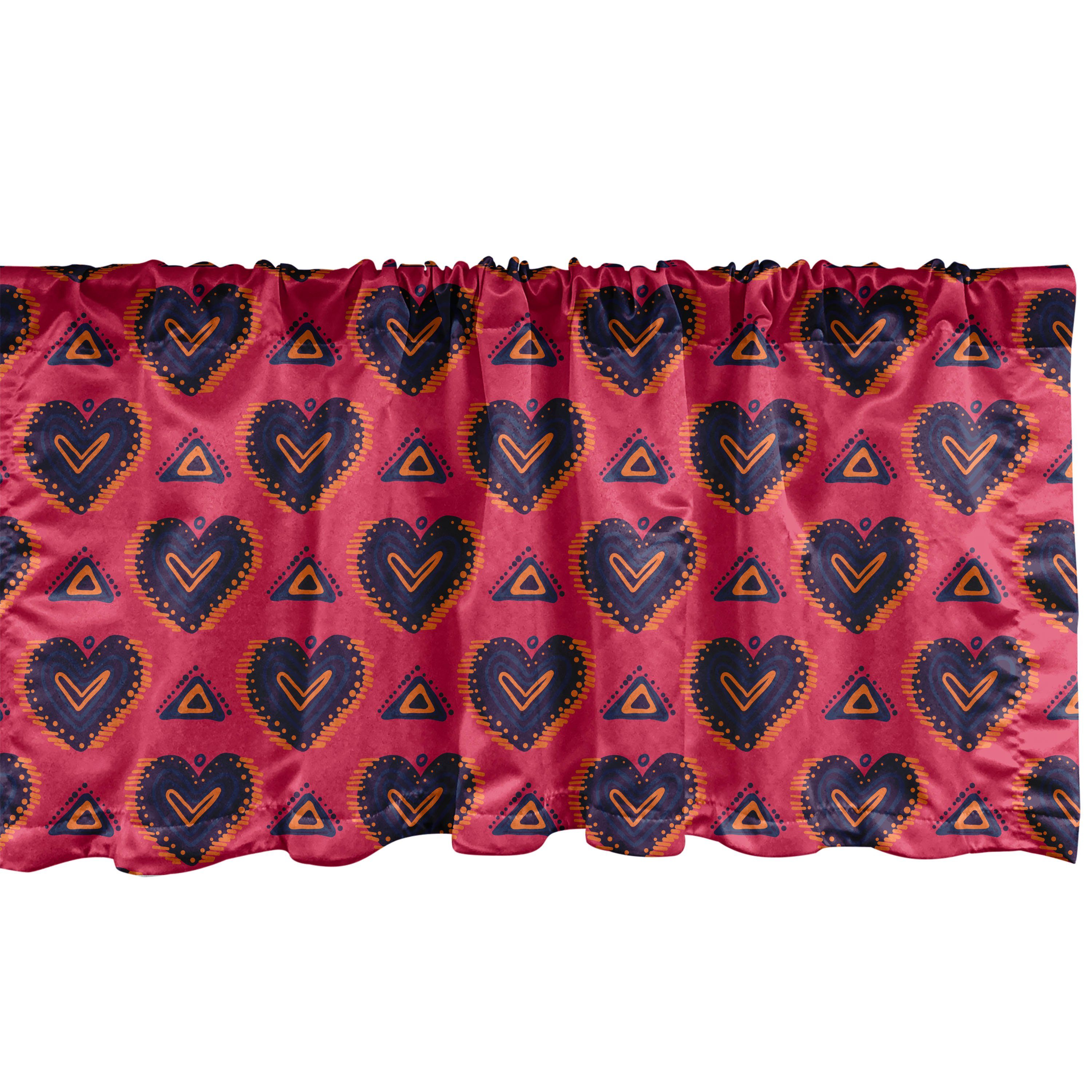 Scheibengardine Vorhang Volant für Küche Schlafzimmer Dekor mit Stangentasche, Abakuhaus, Microfaser, Romantisch Hand malen Herzen Shapes