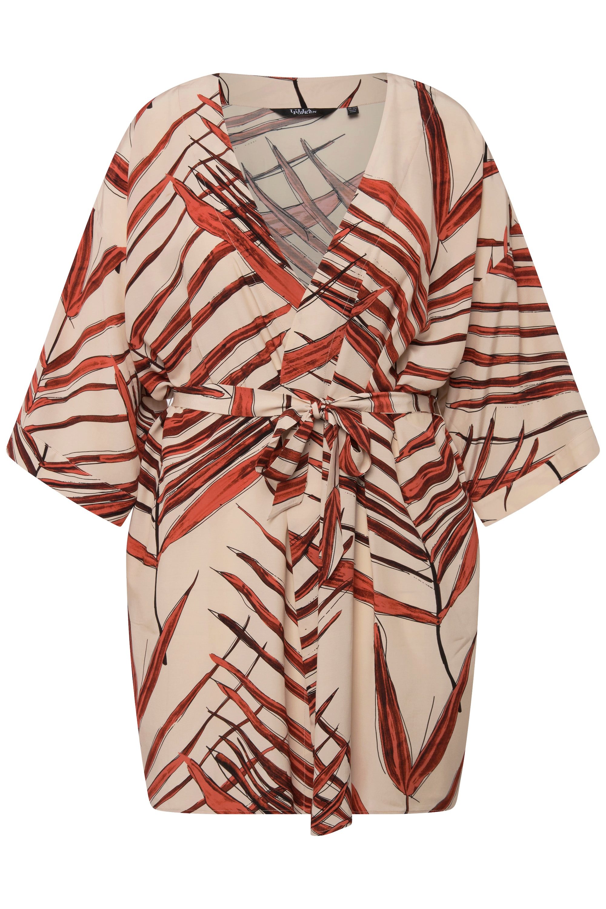 Ulla Popken Longbluse Kimono Palmen offene günstig online kaufen