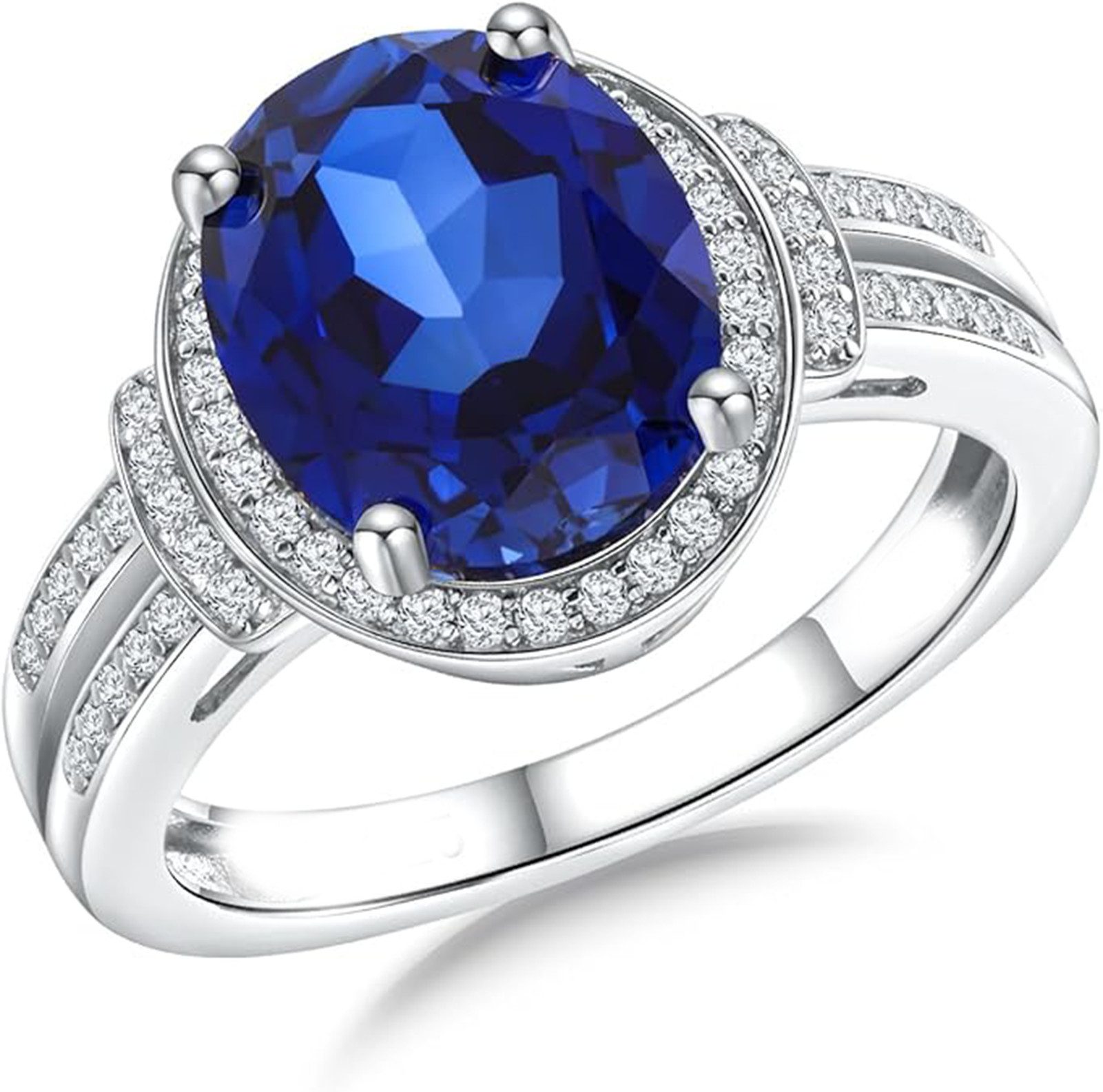 Jumpeak Diamantring 5,5ct Rubin/Saphir/Smaragd Ring,Diamantring 585 Gold, Verlobungsring, Diamond,Ring WeiBgold Damen,Ring mit Stein,Eheringe,Geschenk für Frau