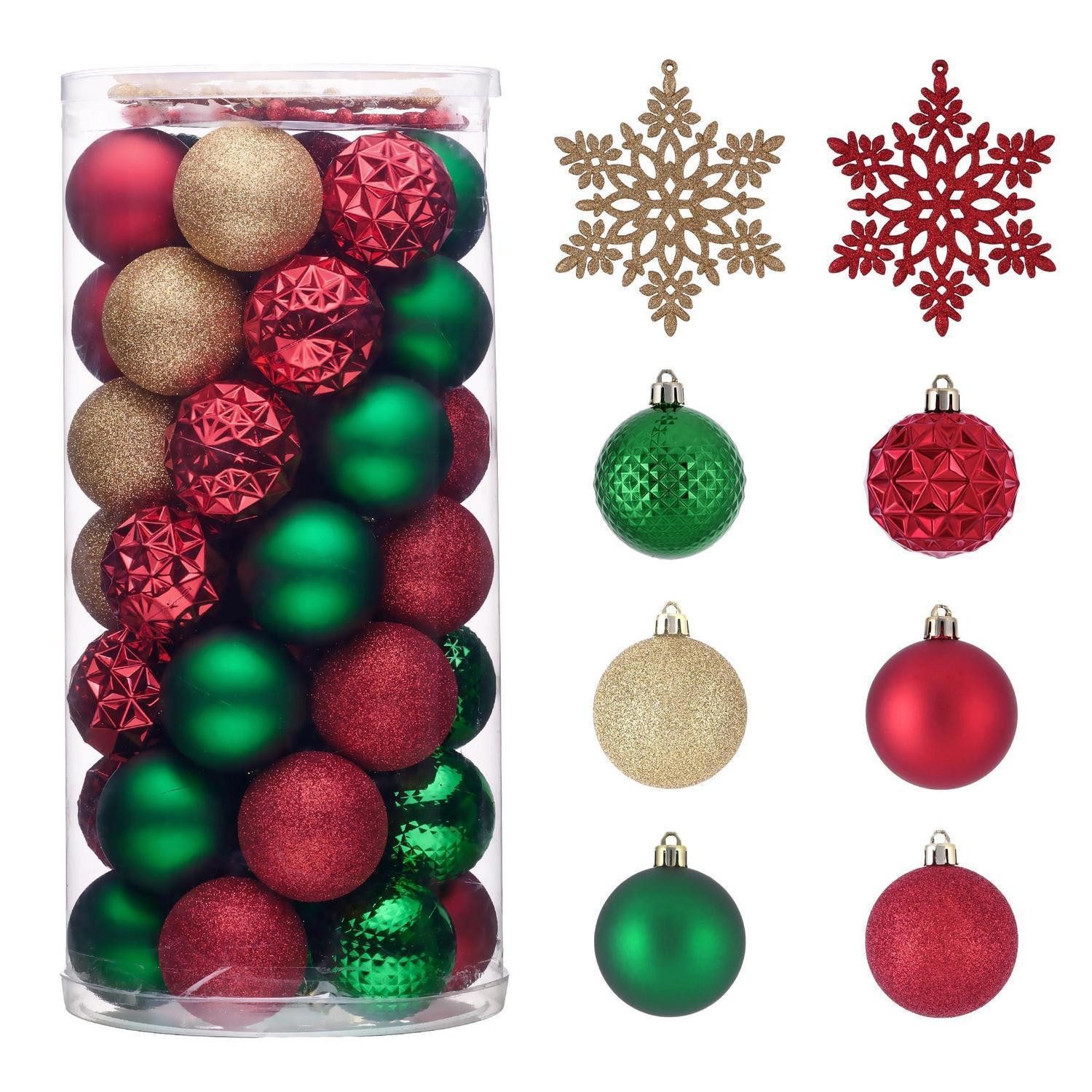 LuxusKollektion Weihnachtsbaumkugel Weihnachtskugeln 50 Stk. 5cm Rot Grün Gold