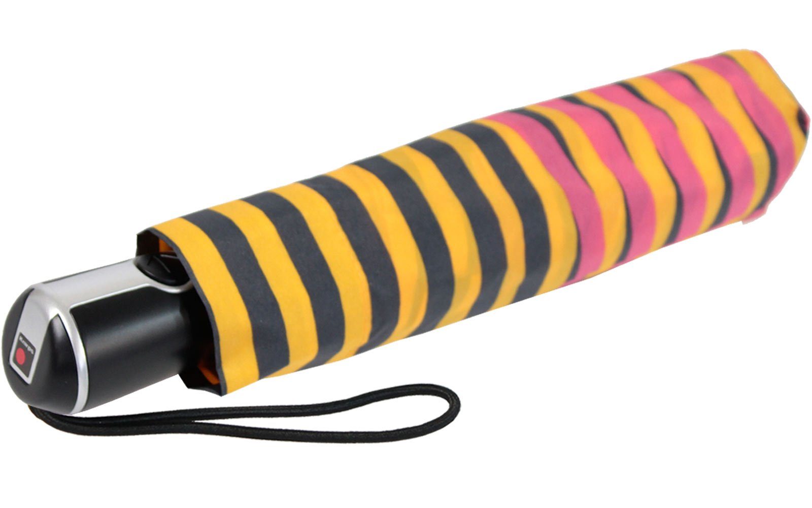 Knirps® Taschenregenschirm Large Duomatic Auf-Zu-Automatik stabile Viper, Begleiter der pink-orange große, - UV-Schutz