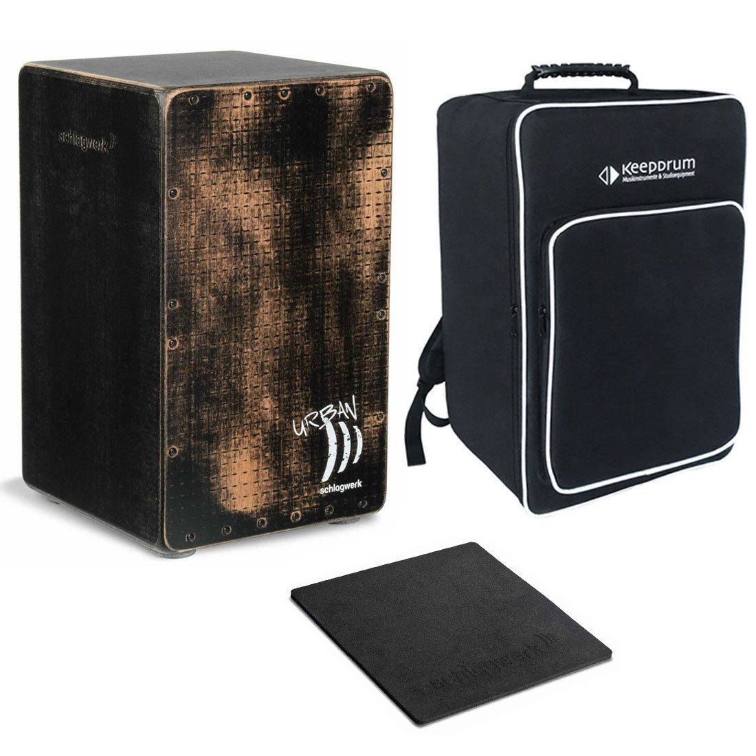 Schlagwerk Cajon Schlagwerk CP5230 Cajon Grunge Black mit Tasche