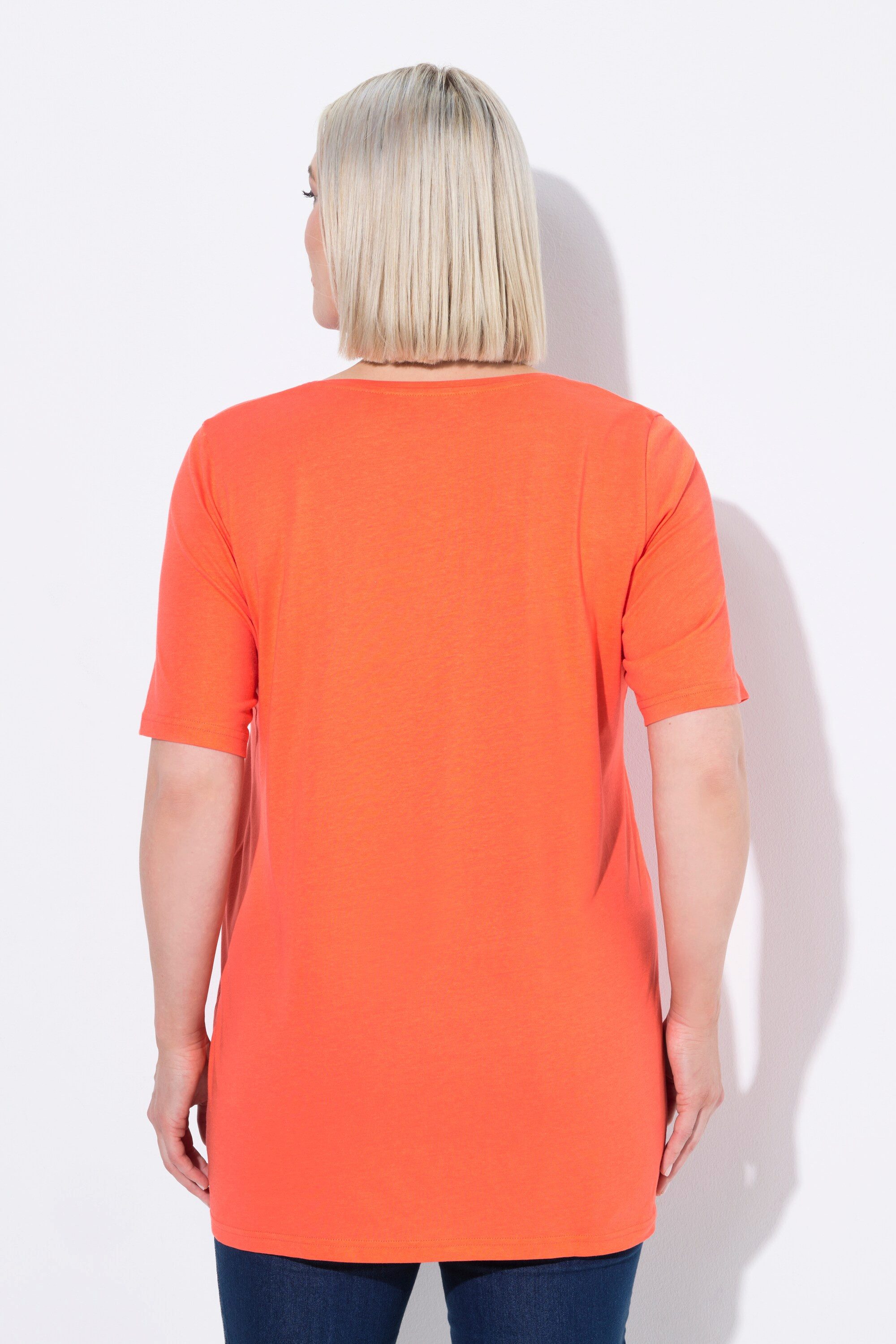 Ulla Popken T-Shirt T-Shirt Zierfalten A-Linie Rundhals Halbarm Modal