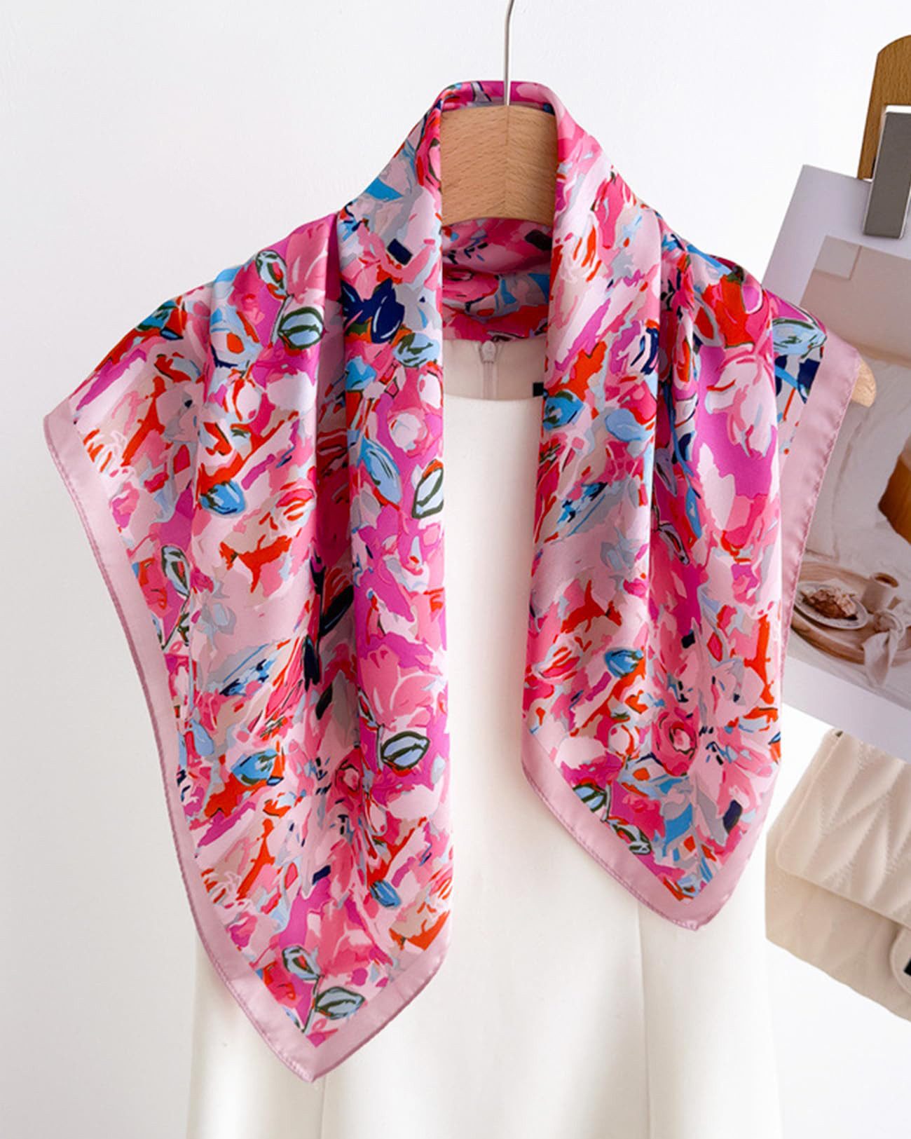 Zaewry Seidentuch quadratisch, 70x70 cm, Nickituch, Bandana-Schal (1Stück), Seide, Satin-Kopftuch für Damen – Seidig-glattes Haarwickeltuch, stilvoll