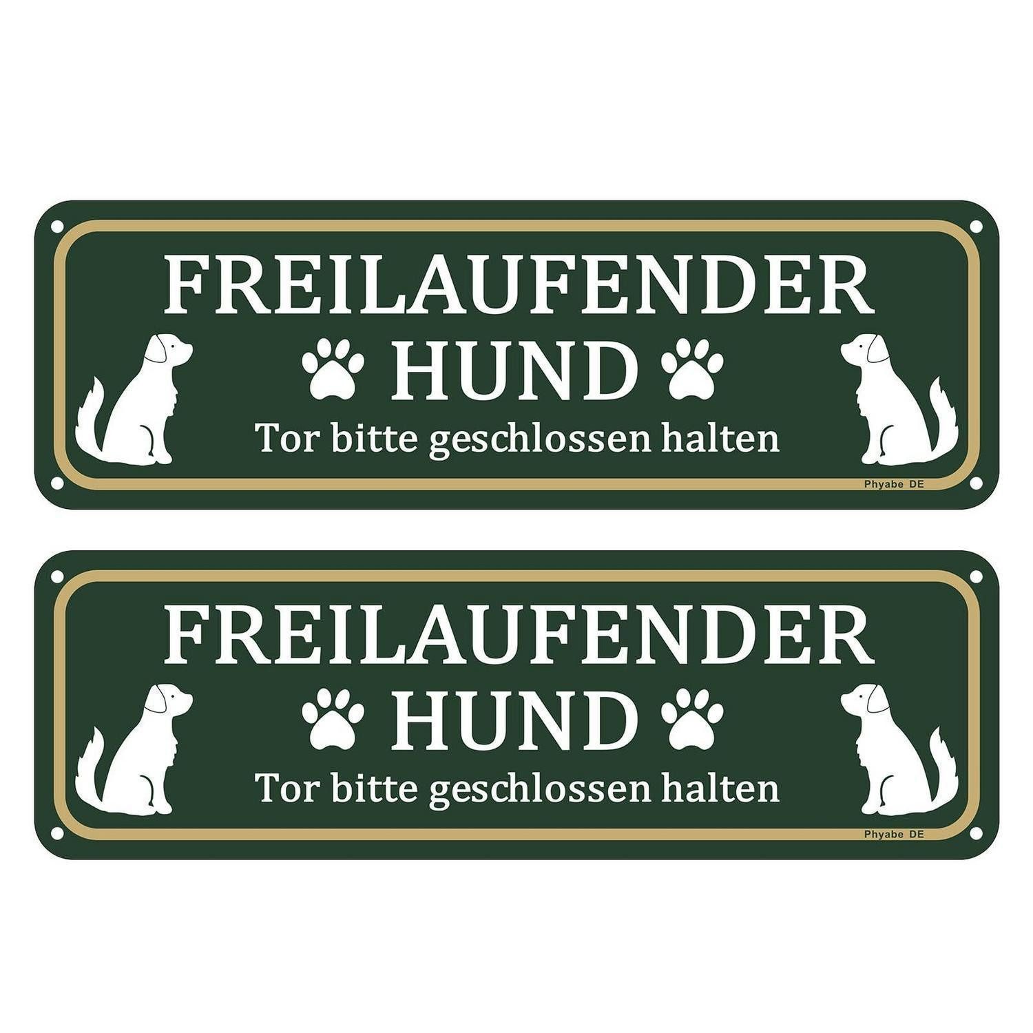 LuxusKollektion Warnschild Warnschild Freilaufender Hund 25x8cm, (2 St)