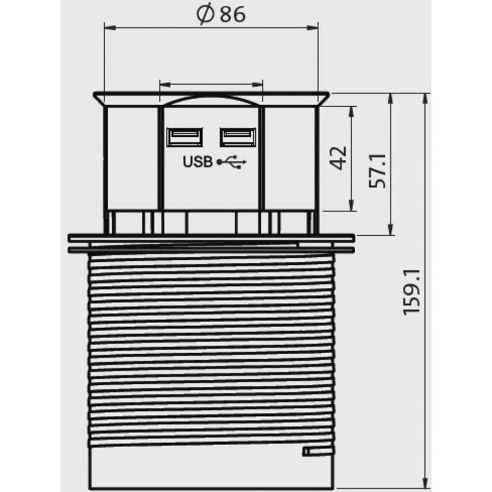 Kopp 3fach Steckdosenturm USB 1.5 m 229005011 Steckdosenleiste, mit USB, versenkbar, erhöhter Berührungsschutz