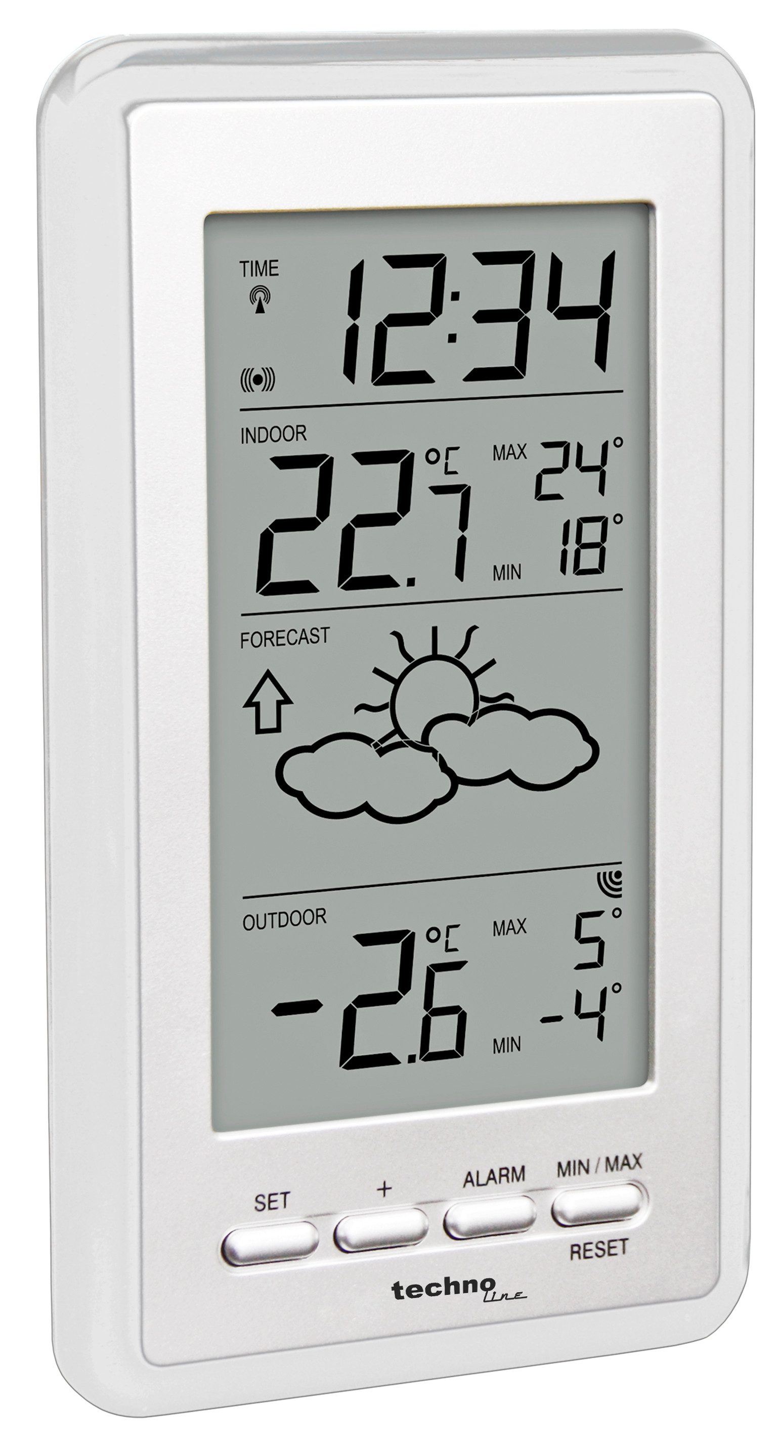 technoline WS 9130 Funkwetterstation (inkl. Außensender, DCF-77 Funkuhr, Wettervorhersage & Temperaturanzeige (Innen/Außen) – Bild 4 von 4