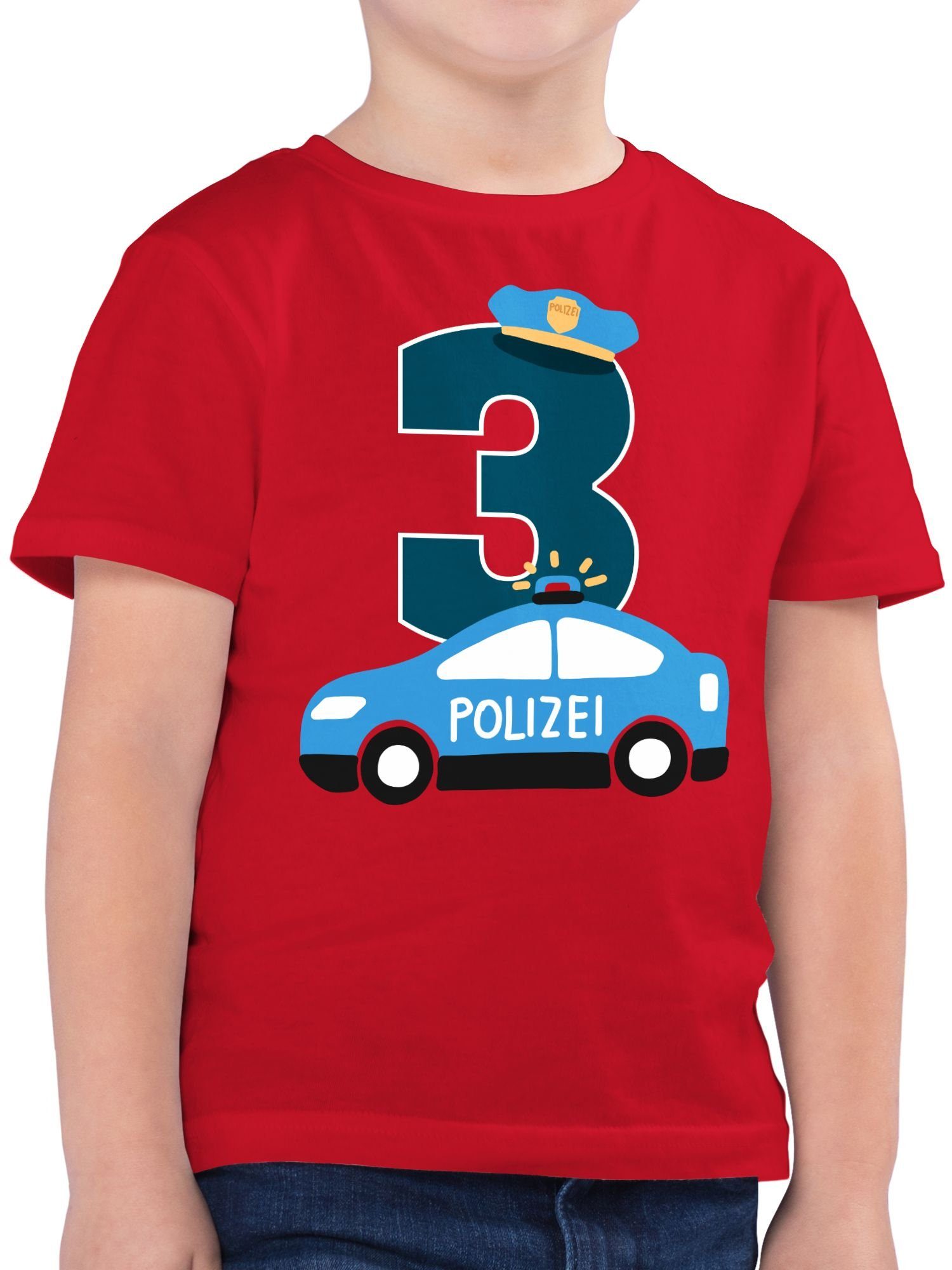 Rot 3 Shirtracer T-Shirt 3. Geburtstag Dritter Polizei