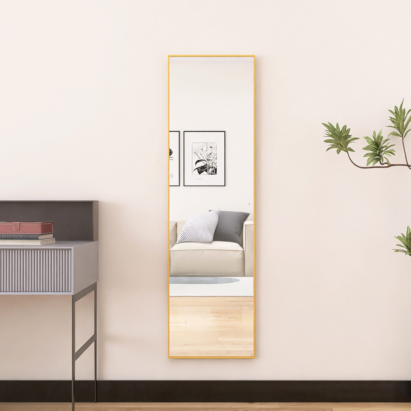 FUROKOY Ganzkörperspiegel Standspiegel mit Ständer, Metallrahmen (Garderobe günstig online kaufen