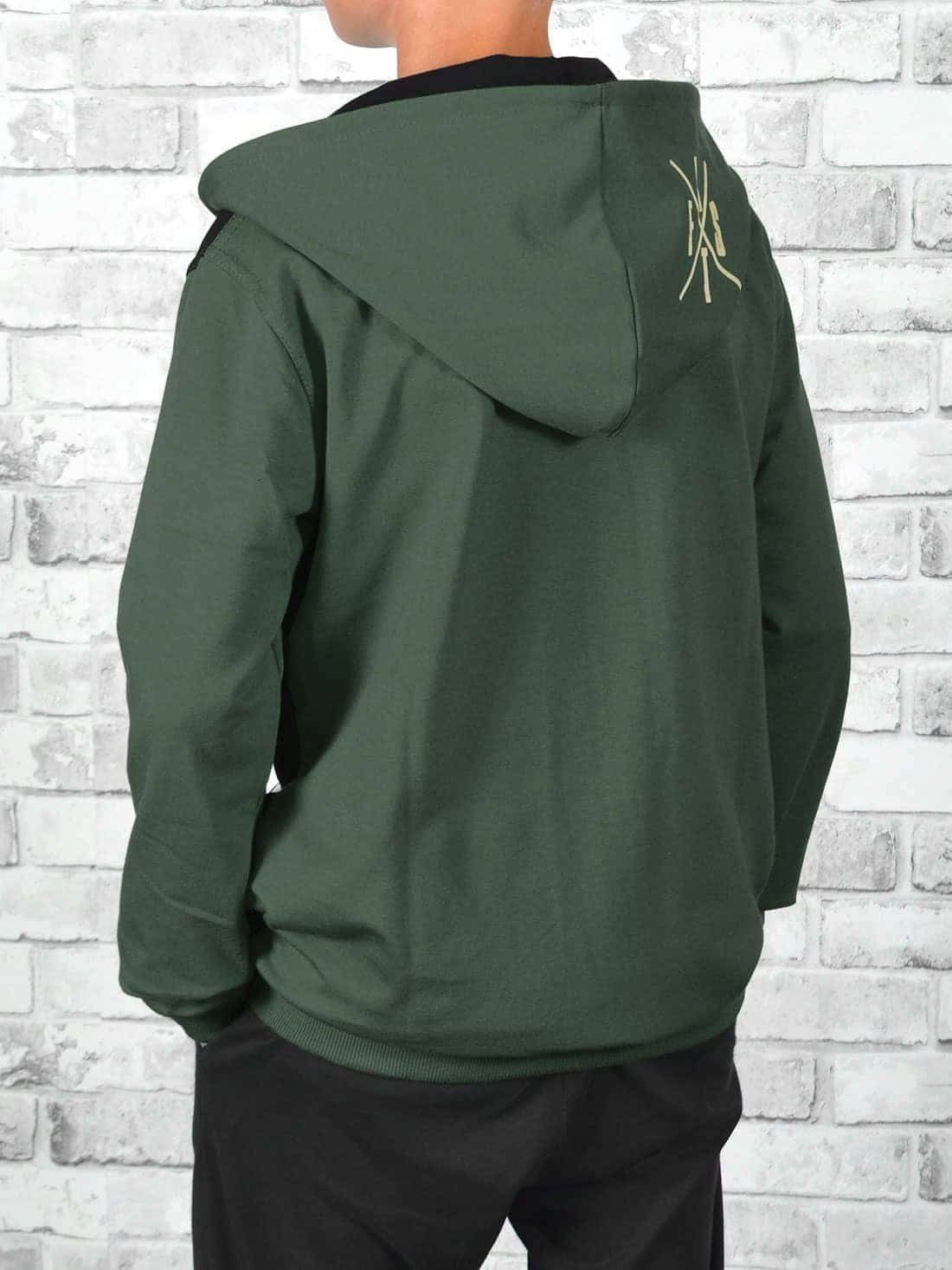 Hoodie Jungen Sweatjacke Print casual (1-tlg) BEZLIT mit Olivegrün Logo