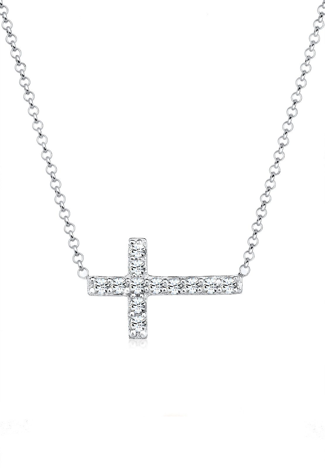 Elli Choker Kreuz Symbol Kristalle 925 Silber