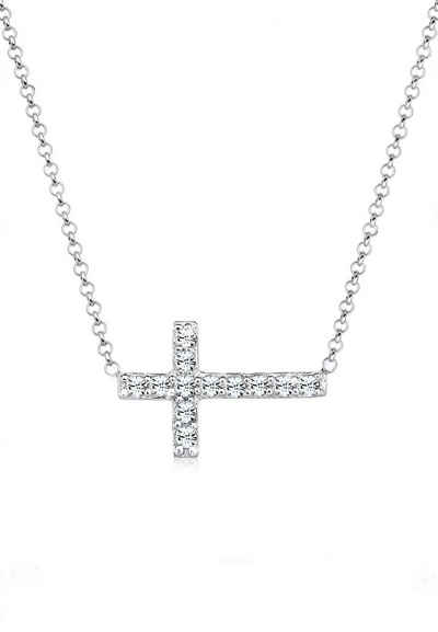 Elli Choker Kreuz Symbol Kristalle 925 Silber