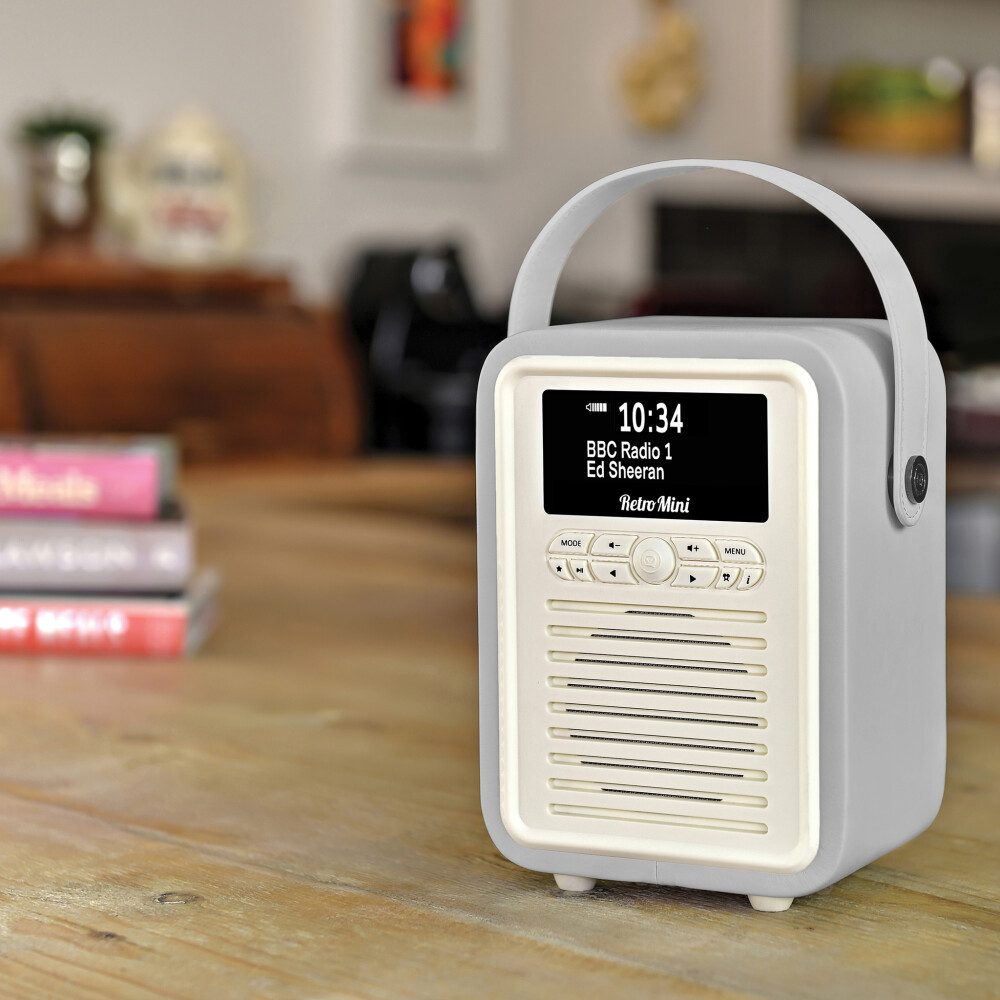 VQ VQ Retro Mini DAB/DAB+ Digitalradio Bluetooth, Wecker – Grau VQ Digitalradio (DAB)