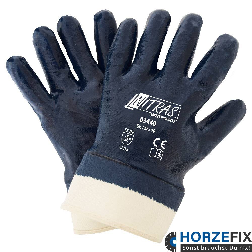 Nitras Nitril-Handschuhe 03440 vollbeschichtet Arbeitshandschuh Stulpe günstig online kaufen