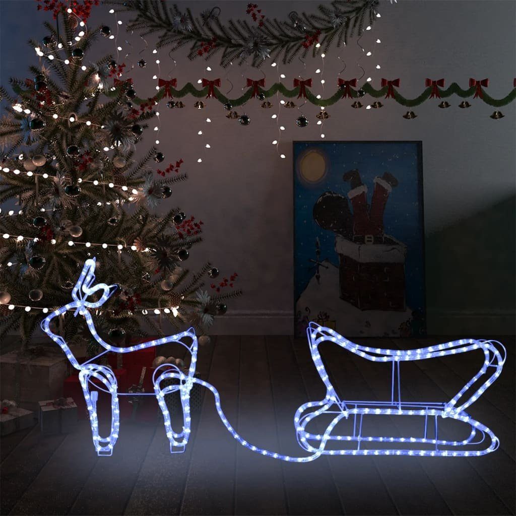 vidaXL Christbaumschmuck Weihnachtsdekoration Rentiere und Schlitten Outdoor  252 LEDs (1-tlg)