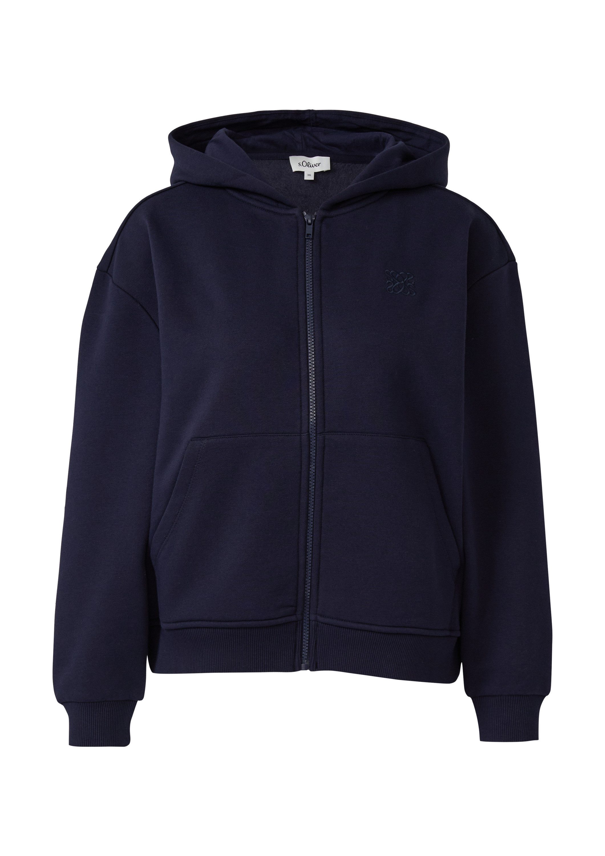 s.Oliver Sweatjacke Sweatshirt Jacke Angeraute Sweatshirtjacke mit Stickere günstig online kaufen