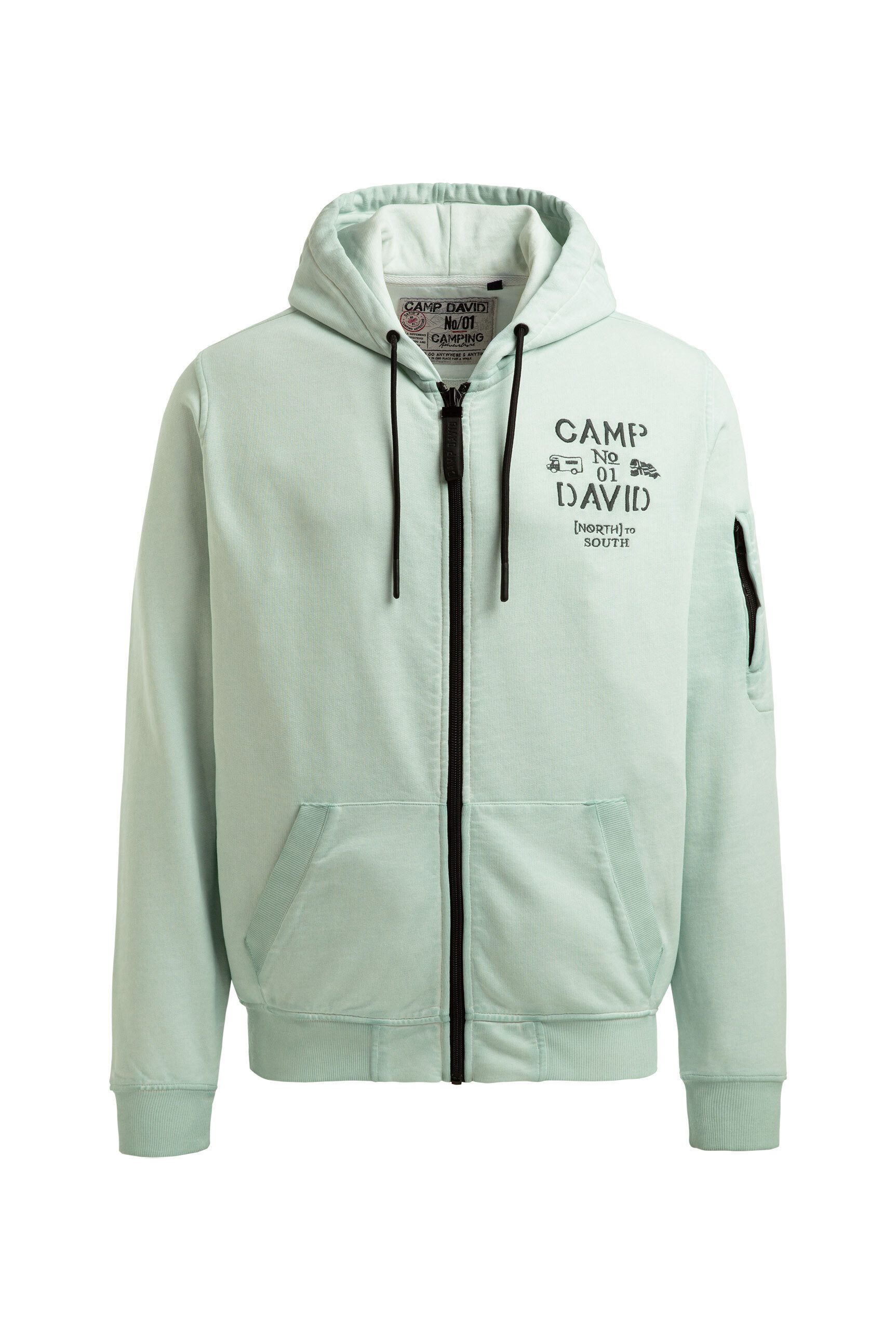 CAMP DAVID Kapuzensweatjacke mit Ärmeltasche