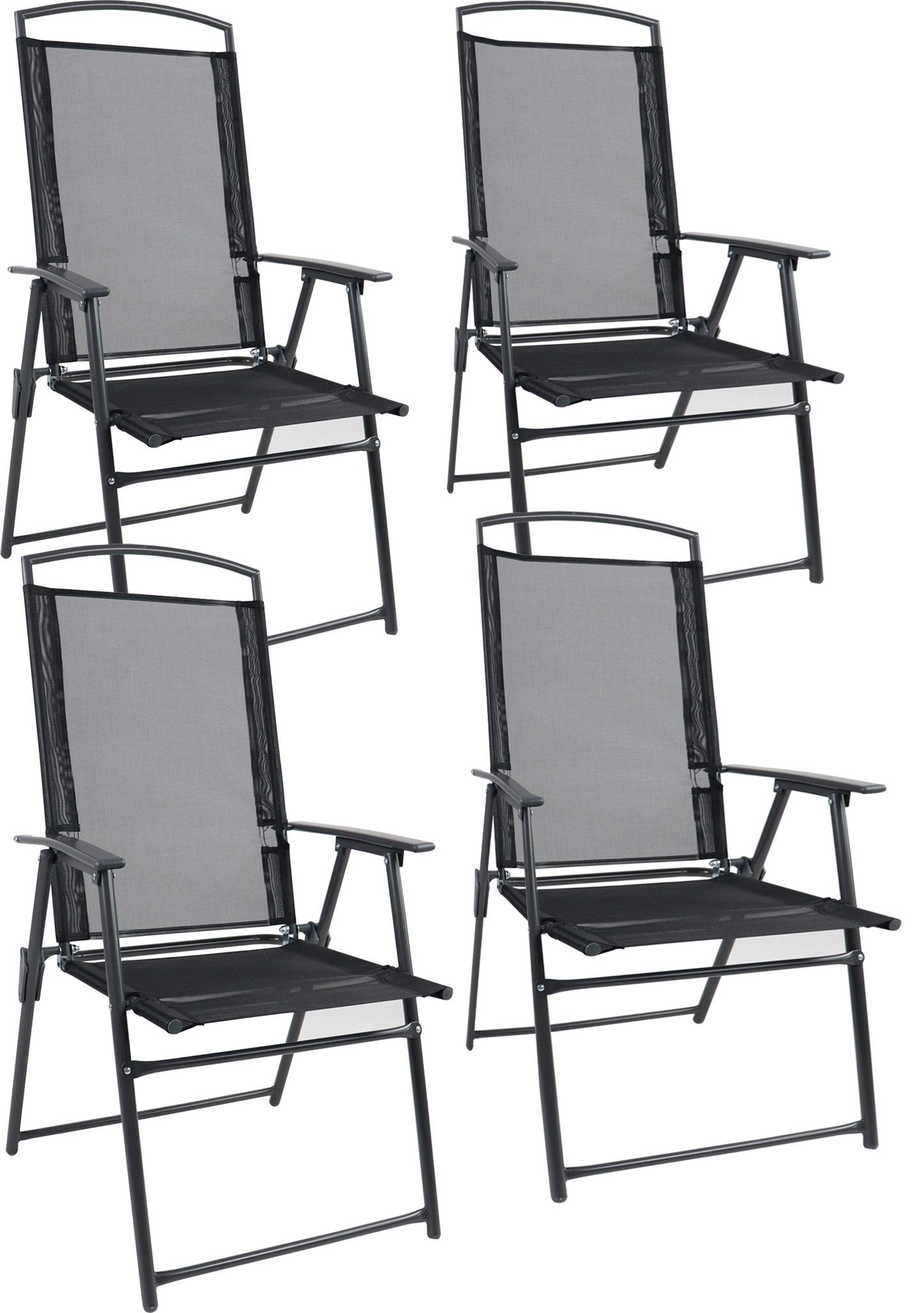 VCM Gartenstuhl 4er Set Balkonstuhl H. 105 x B. 61 x T. 56 cm (4 St), Hochlehner klappbar, Campingstuhl, Klappstuhl, für Balkon und Terrasse
