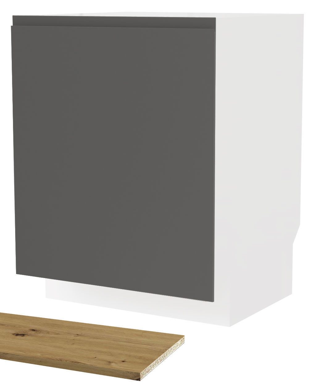 Feldmann-Wohnen Sockelblende Avellino (ZM60, Geschirrspülerfront für vollintegrierte Geschirrspüler, 1 St., moderne Optik, Acrylfronten), 60x1,8x72cm grifflos Eiche Artisan - graphit Acryl lava (AV-ZM60)