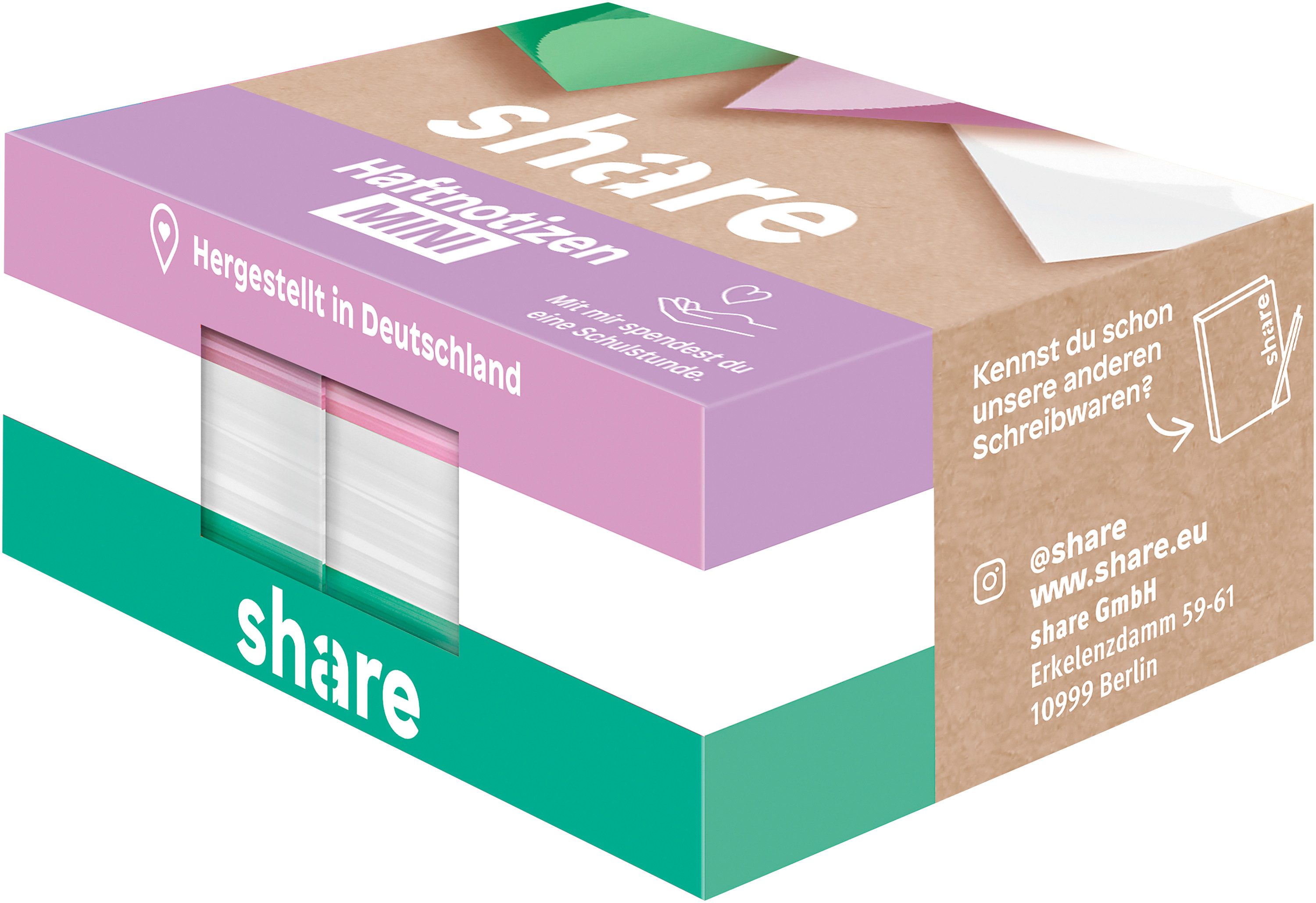 share Notizblock share Haftnotizblock Mini, 6x100 Blatt