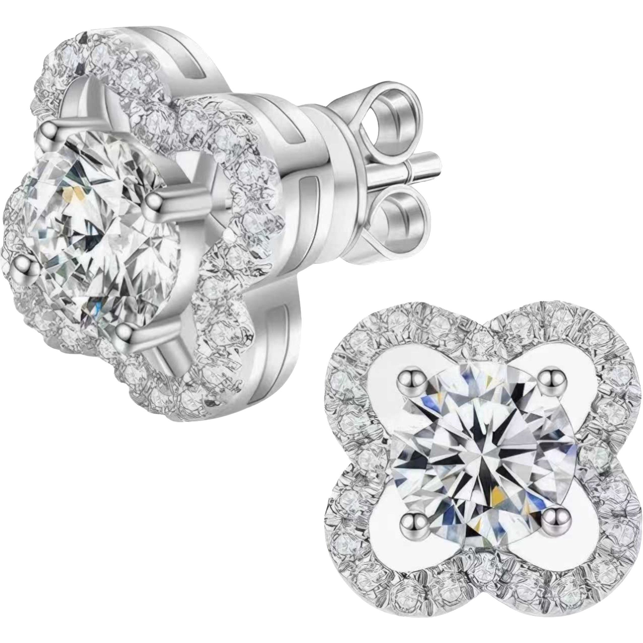 Jumpeak Paar Ohrstecker Blumenförmige Ohrstecker, 0,6ct Diamantohrstecker,labordiamant, ohrstecker gold 585,ohrstecker mädchen,liebes geschenk für sie