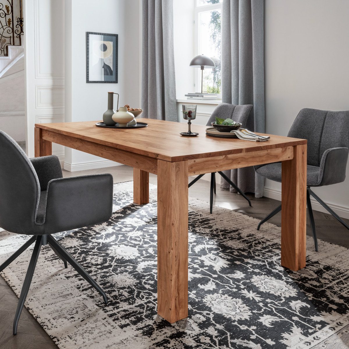 Liadomo Esstisch Barcelona, Akazie klar lackiert, Auszugsfunktion, Breite 1 günstig online kaufen