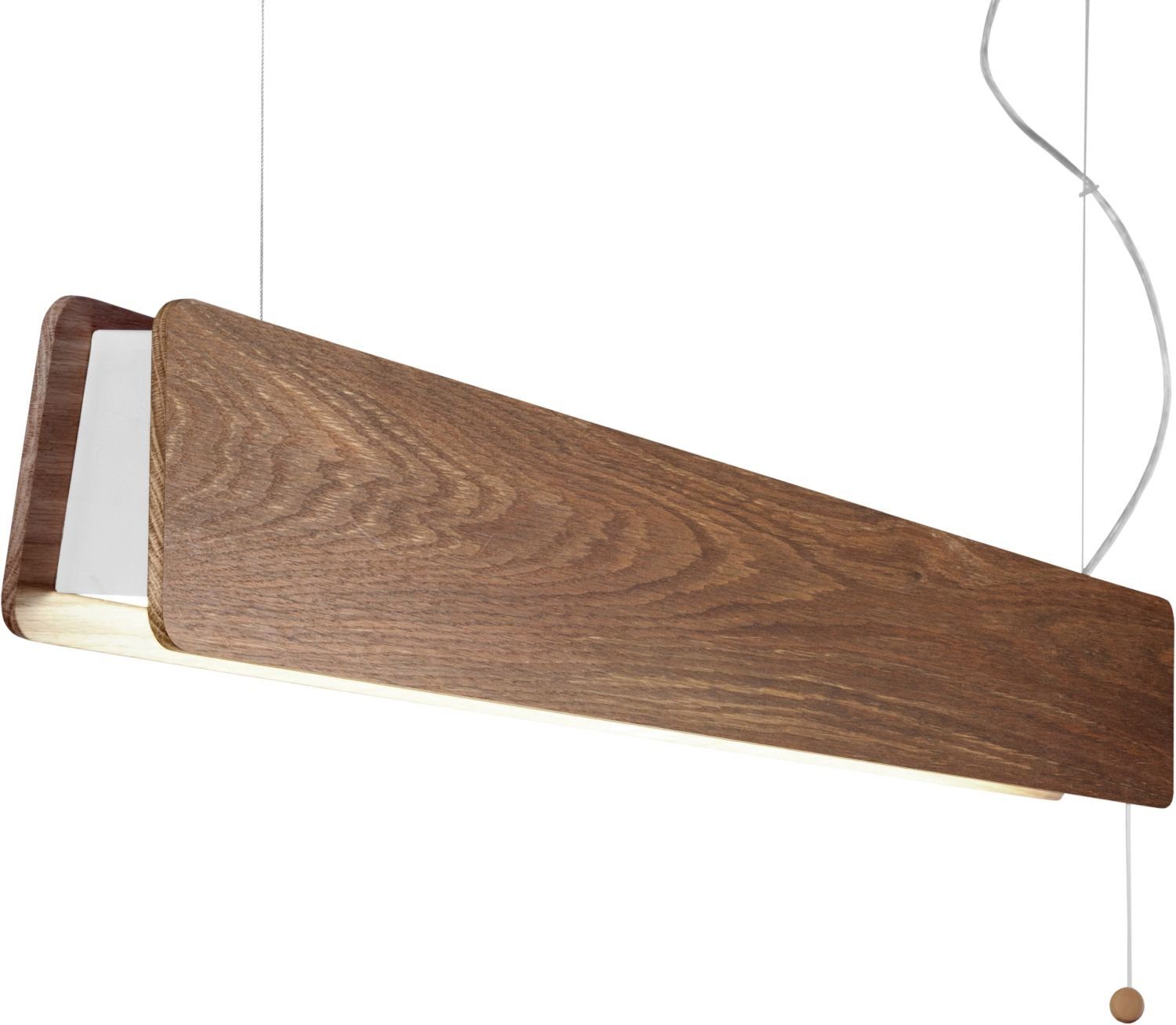 Licht-Erlebnisse Pendelleuchte OSLO, LED wechselbar, Warmweiß, Hängelampe Holz wohnlich länglich L:98cm Zeitlos Esszimmer