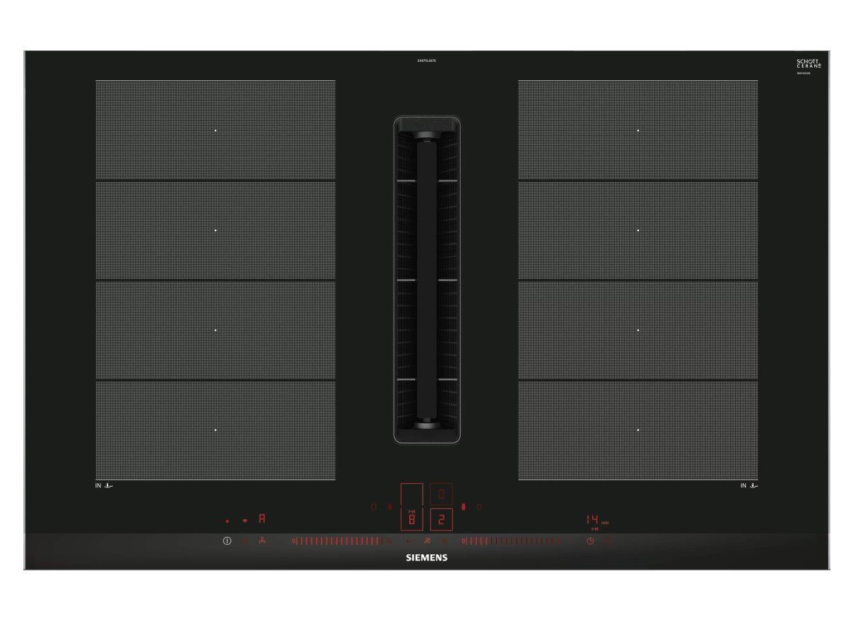 SIEMENS Kochfeld mit Dunstabzug EX875LX57E, Bratsenosr Plus, powerMove  Plus, Home Connect, Dual lightSlider