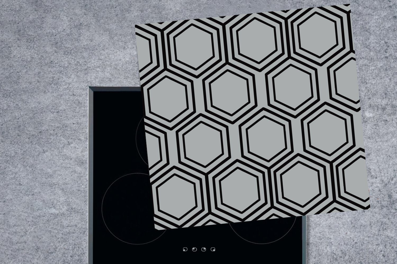 Herdblende-/Abdeckplatte - Muster, Arbeitsplatte Ceranfeldabdeckung, Sechseck cm, MuchoWow Linie Vinyl, für 78x78 - (1 tlg), küche