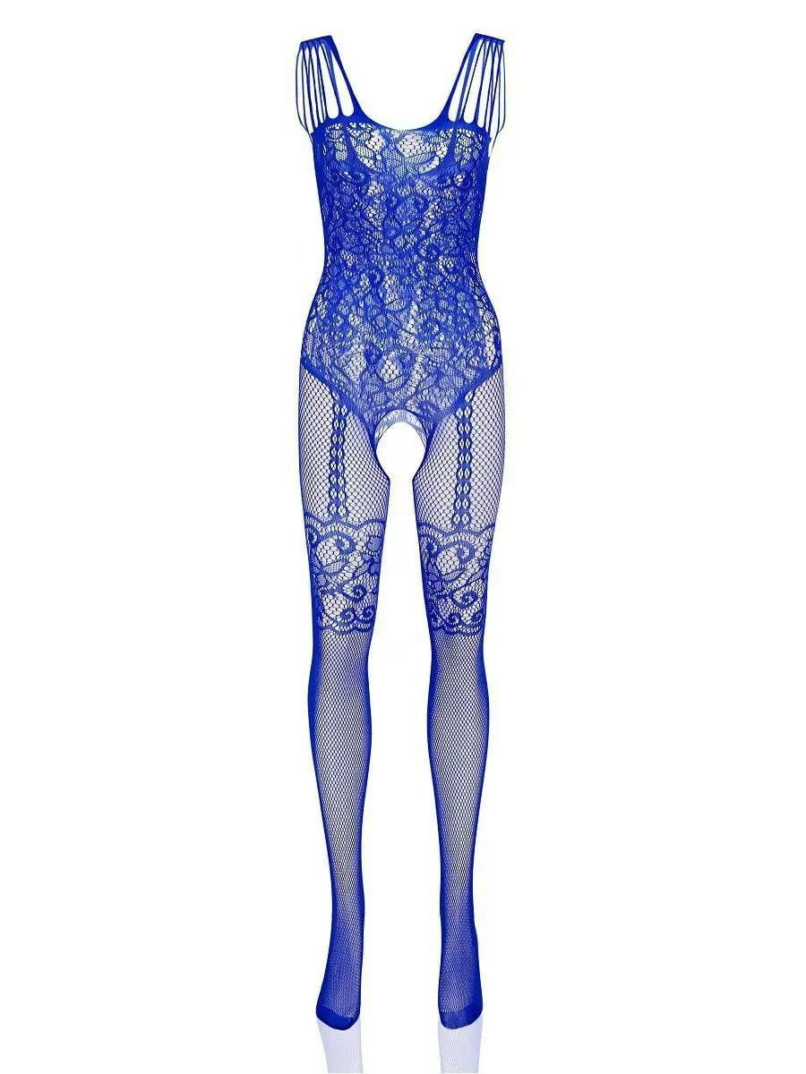 Elegant Love Bodystocking-Ouvert Sexy Dessous, ärmelloser Strumpfbody (S-XL) Netz-Catsuit für Damen – Rückenfreie Reizwäsche mit offenem Schritt