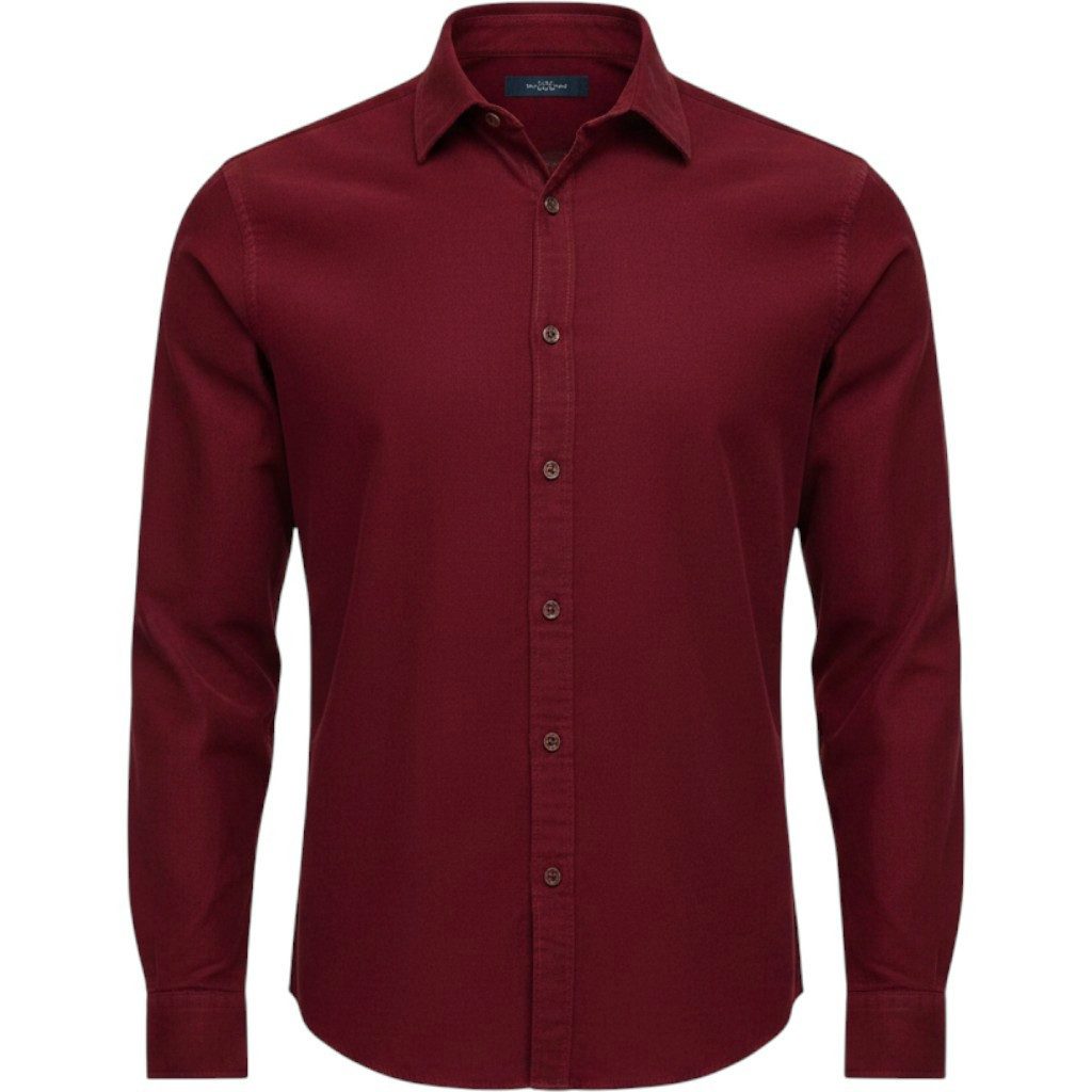 KİP Hemdbluse Rot gestreiftes Regular Fit Casual Hemd 100% Baumwolle