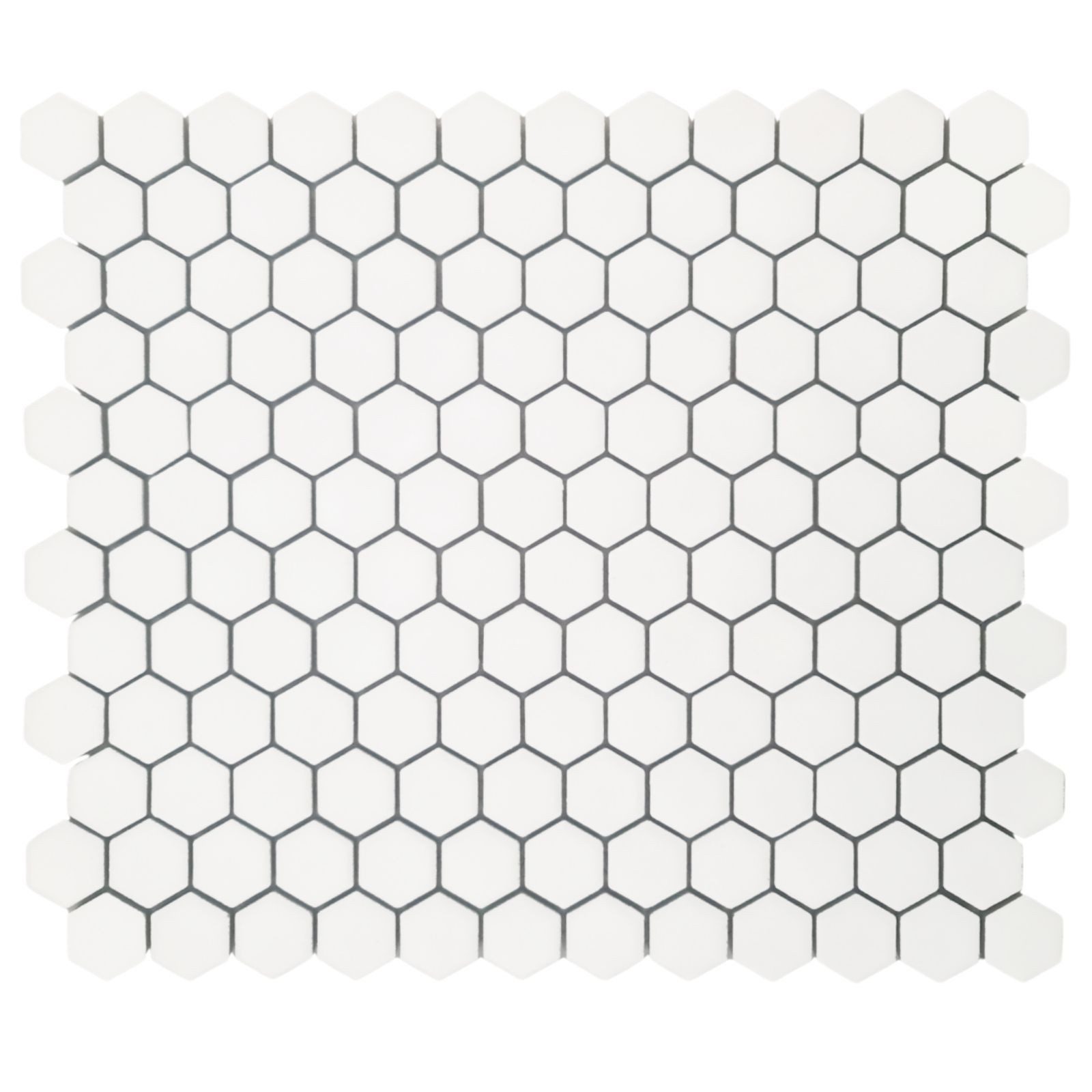 Mosaikfliesen 1 Stück (0,075 m) Mosaik Fliese WHITE SMALL HEXAGONES (25,5×29,5 cm), weiß, matt, weiß Keramikmosaik Mosaik Wand Boden Wandbelag Bodenbelag