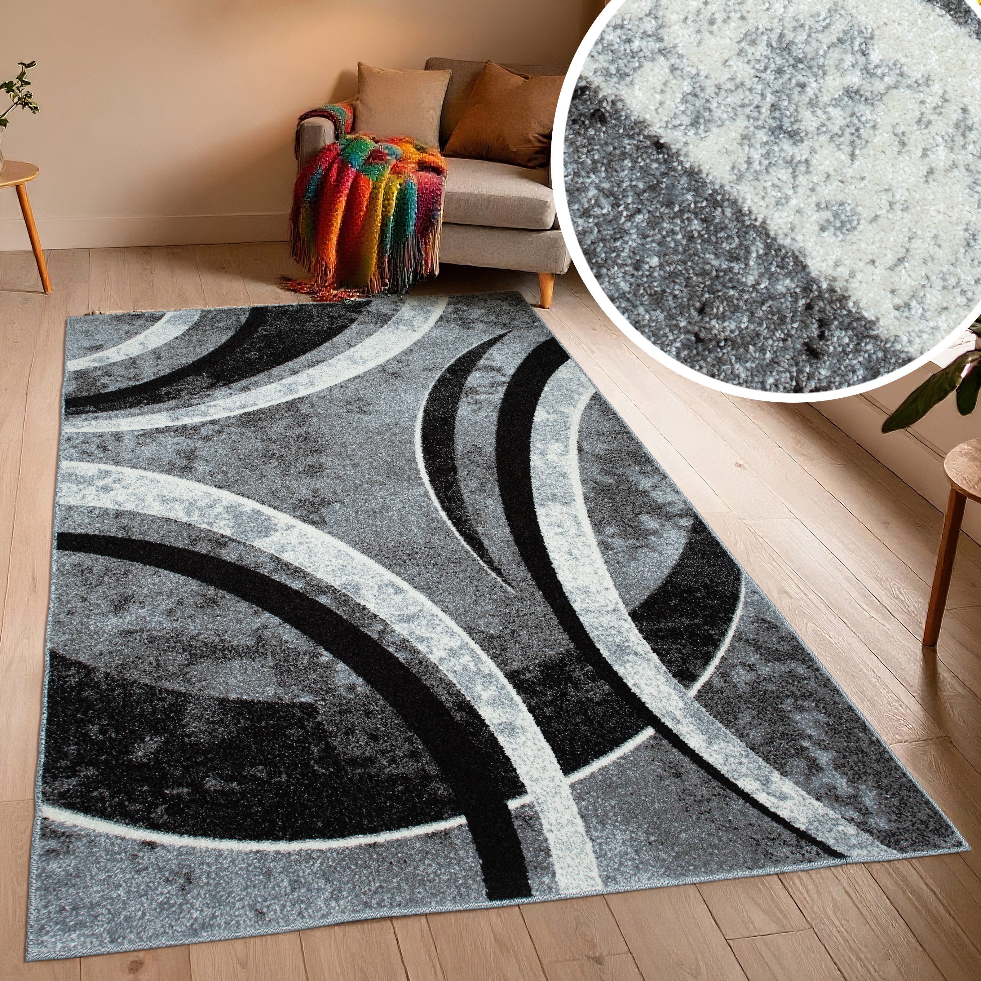 OTTO home Teppich Flow, geometrisches Design, rechteckig, Höhe: 9 mm, grafisch, abstrakt, elegant, Wohnzimmer, Schlafzimmer