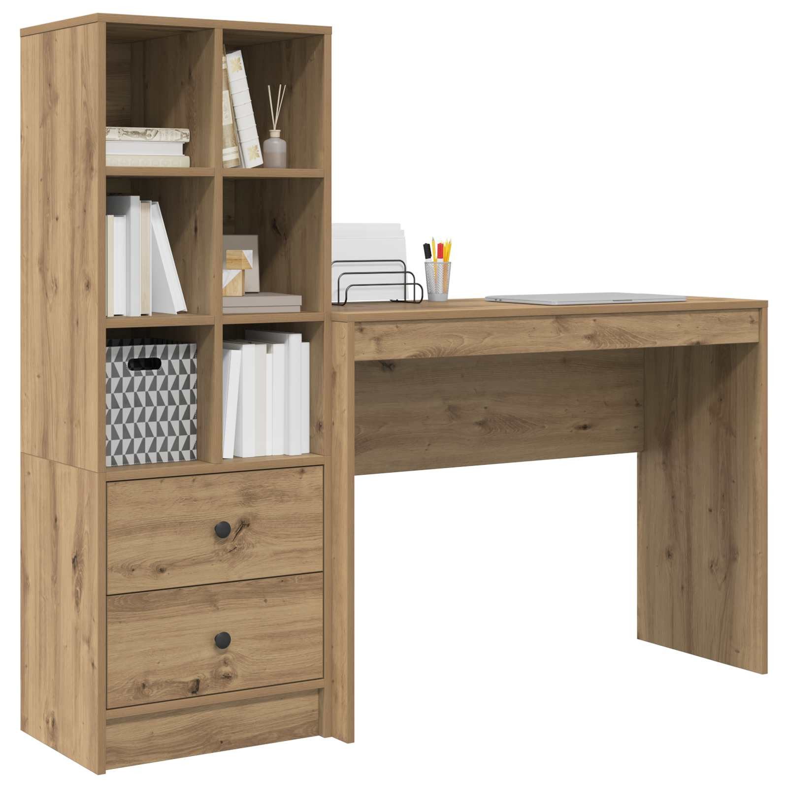 vidaXL Schreibtisch Schreibtisch Artisan-Eiche 145,5 x 40 x 127 cm 2 Stk. (2-St)