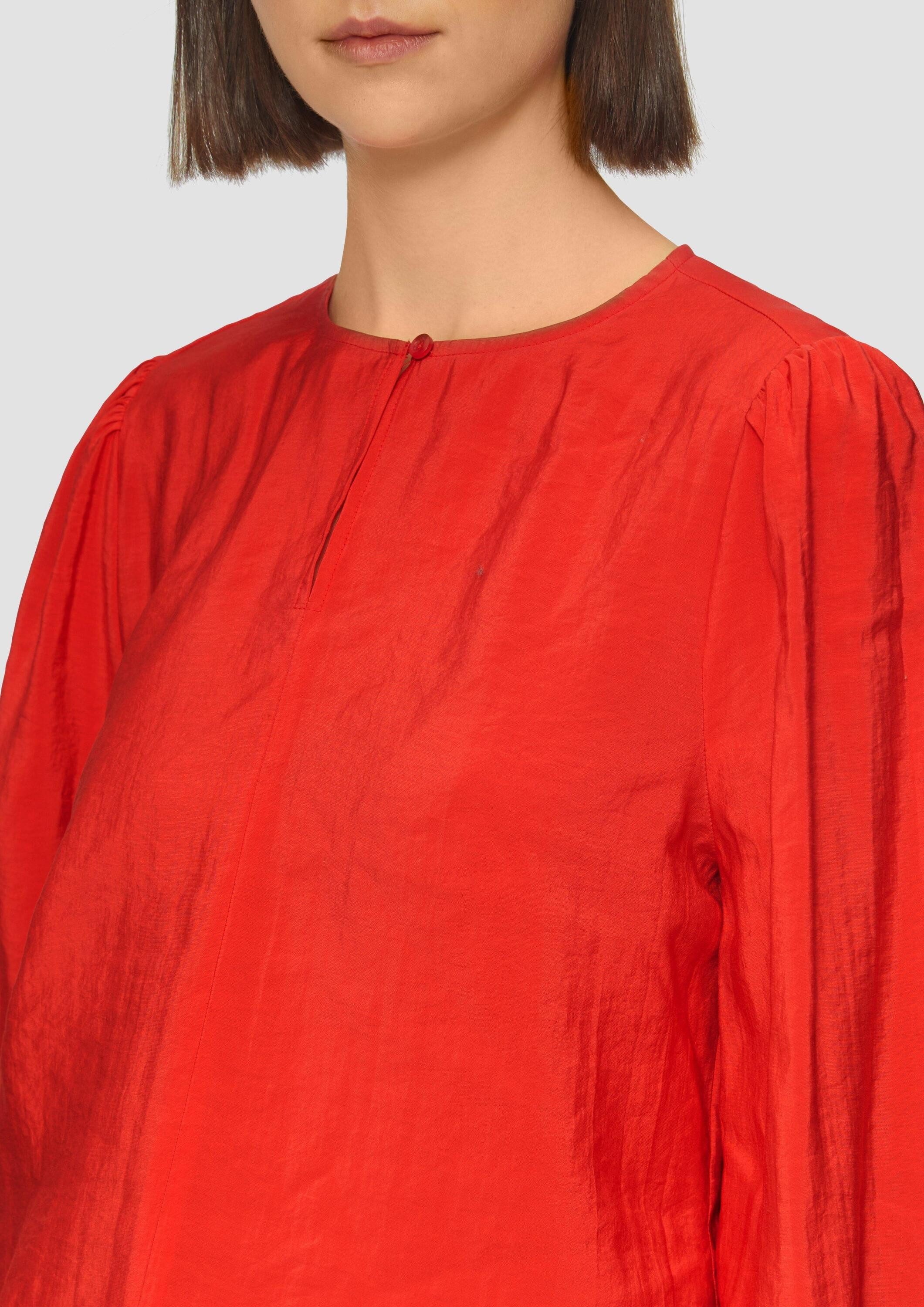 s.Oliver Langarmbluse Bluse Bluse mit Puffärmeln im O-Shape