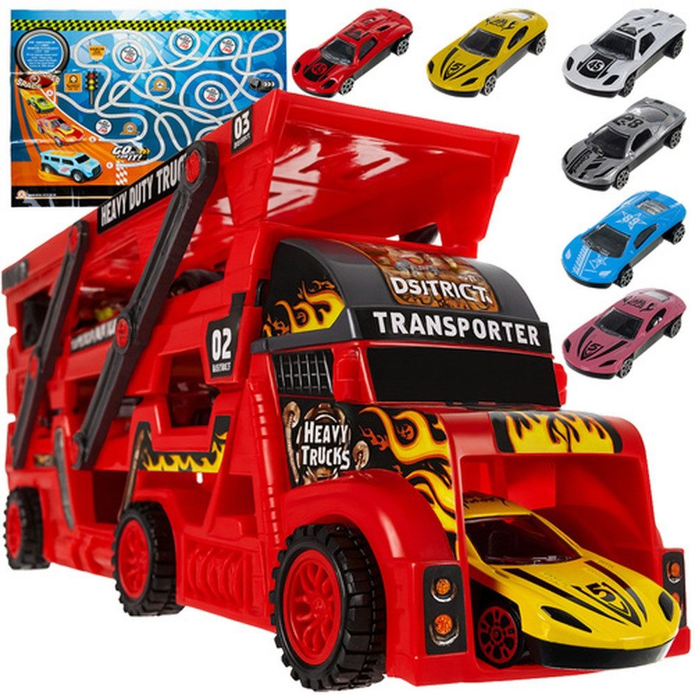 ISO TRADE Spielzeug-LKW Spielzeug Abschleppwagen 6 Autos, (Spar-Set, Geschicklichkeit), Mehrere Fahrzeuge für abwechslungsreiche Rennen, Sammelspaß