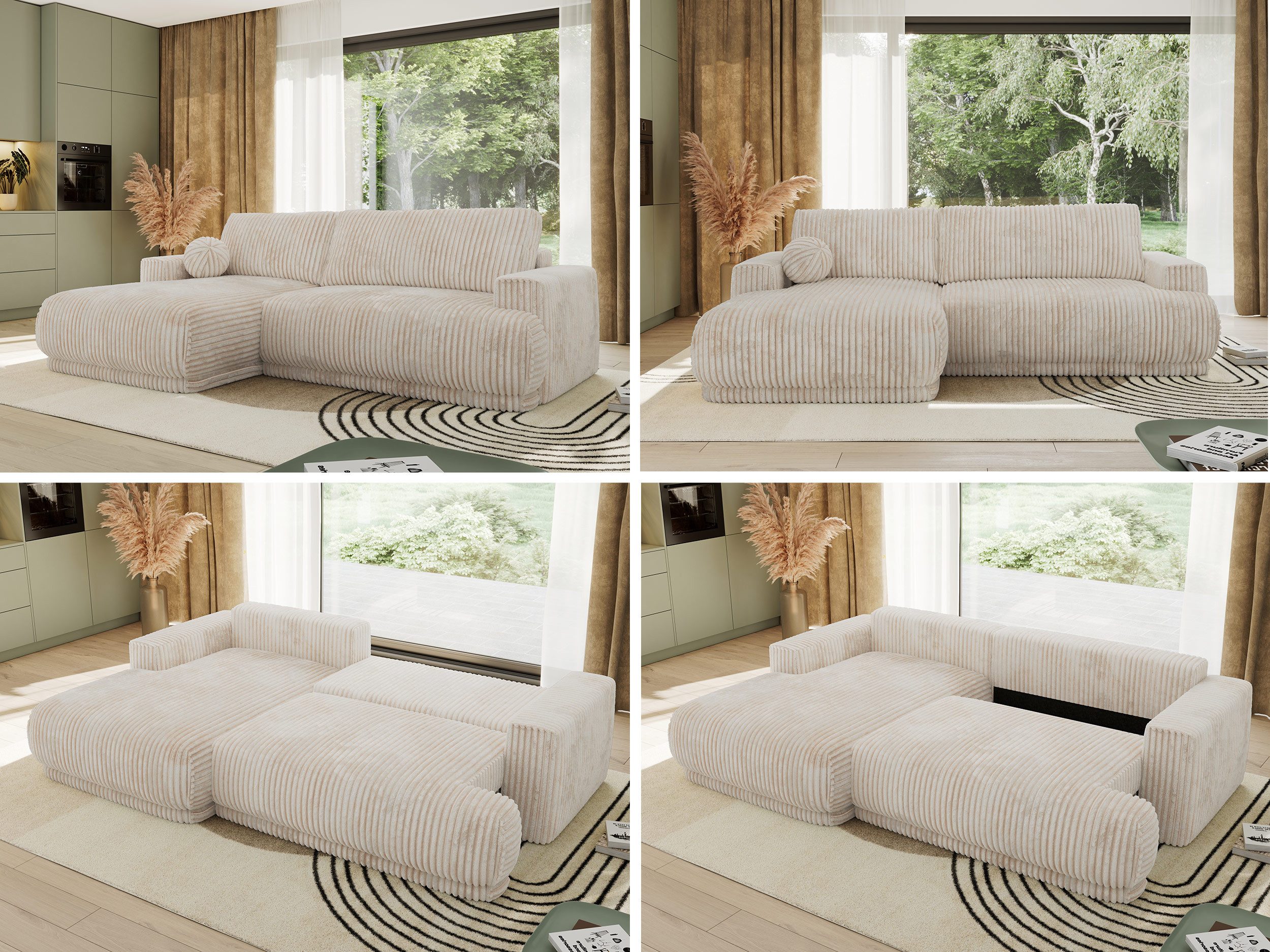 MKS MÖBEL Ecksofa RINA L, Set, mit Schlaffunktion und Bettkasten, DL-Automat, rechts/links wählbar, HR-Schaum & Wellenfedern