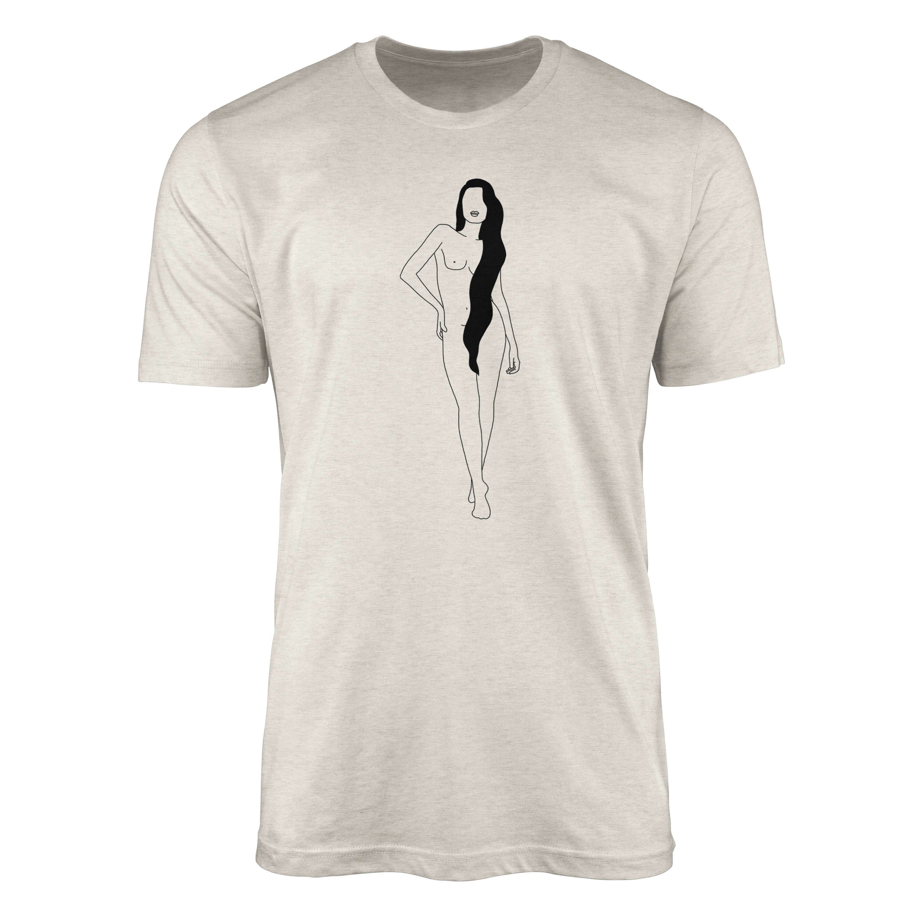 Sinus Art T-Shirt Herren Shirt 100% gekämmte Bio-Baumwolle T-Shirt hübsche Frau Grafik Motiv Nachhaltig Ökomode aus e (1-tlg)