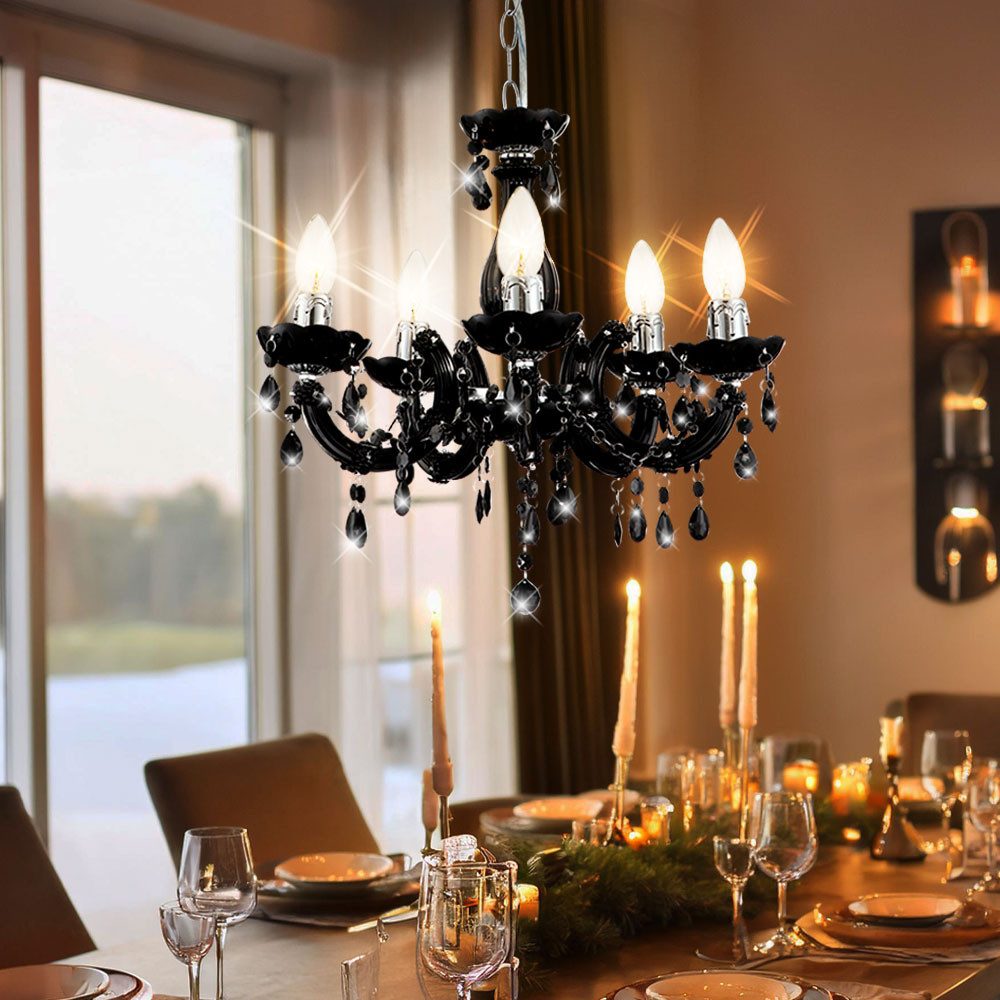 GLOBO LIGHTING Kronleuchter, Leuchtmittel nicht inklusive, Kronleuchter 5 Flammig schwarz Hängeleuchte Esstischlampe Esszimmer