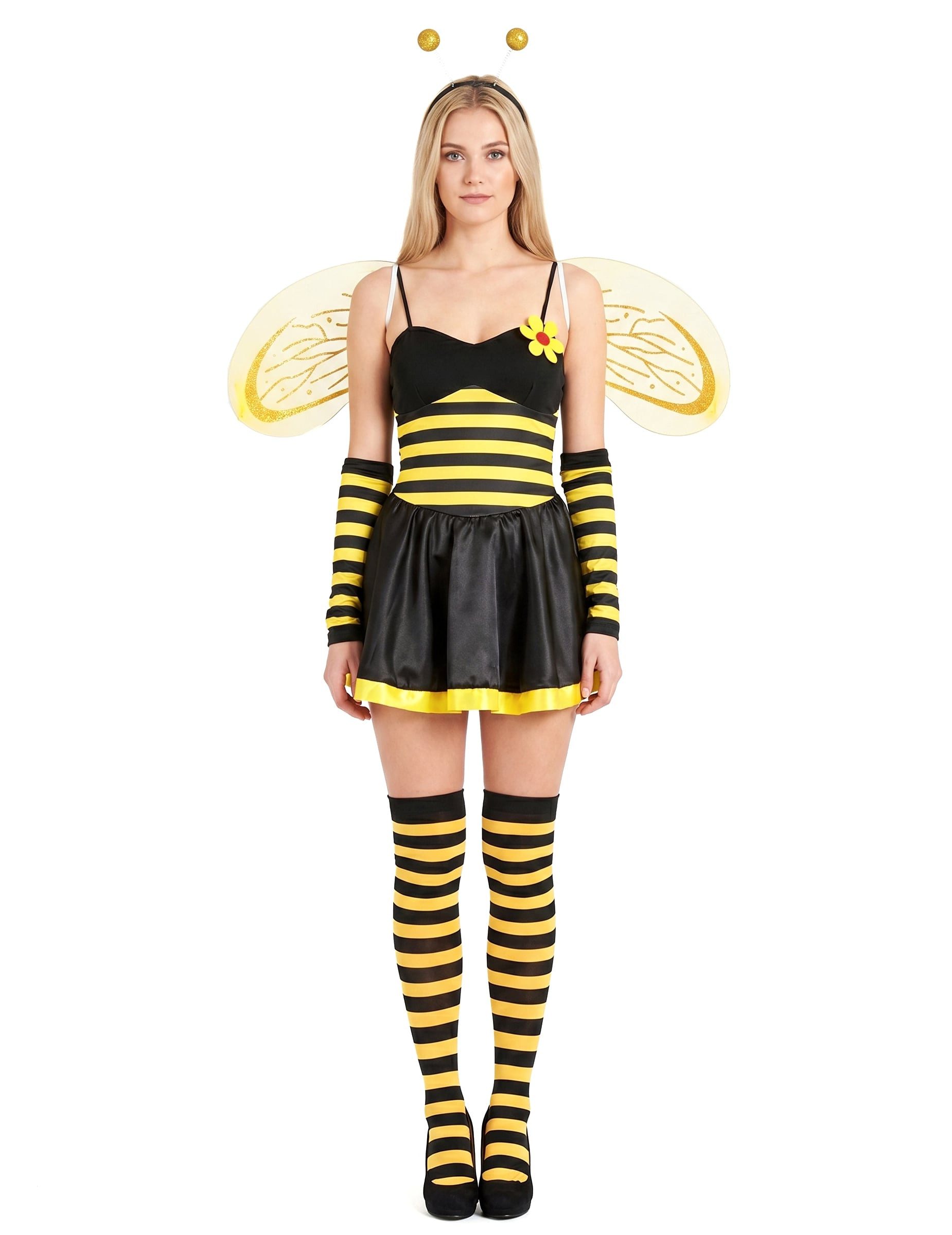 JADEO Kostüm Sexy Biene Damenkostüm Bienchen schwarz-gelb