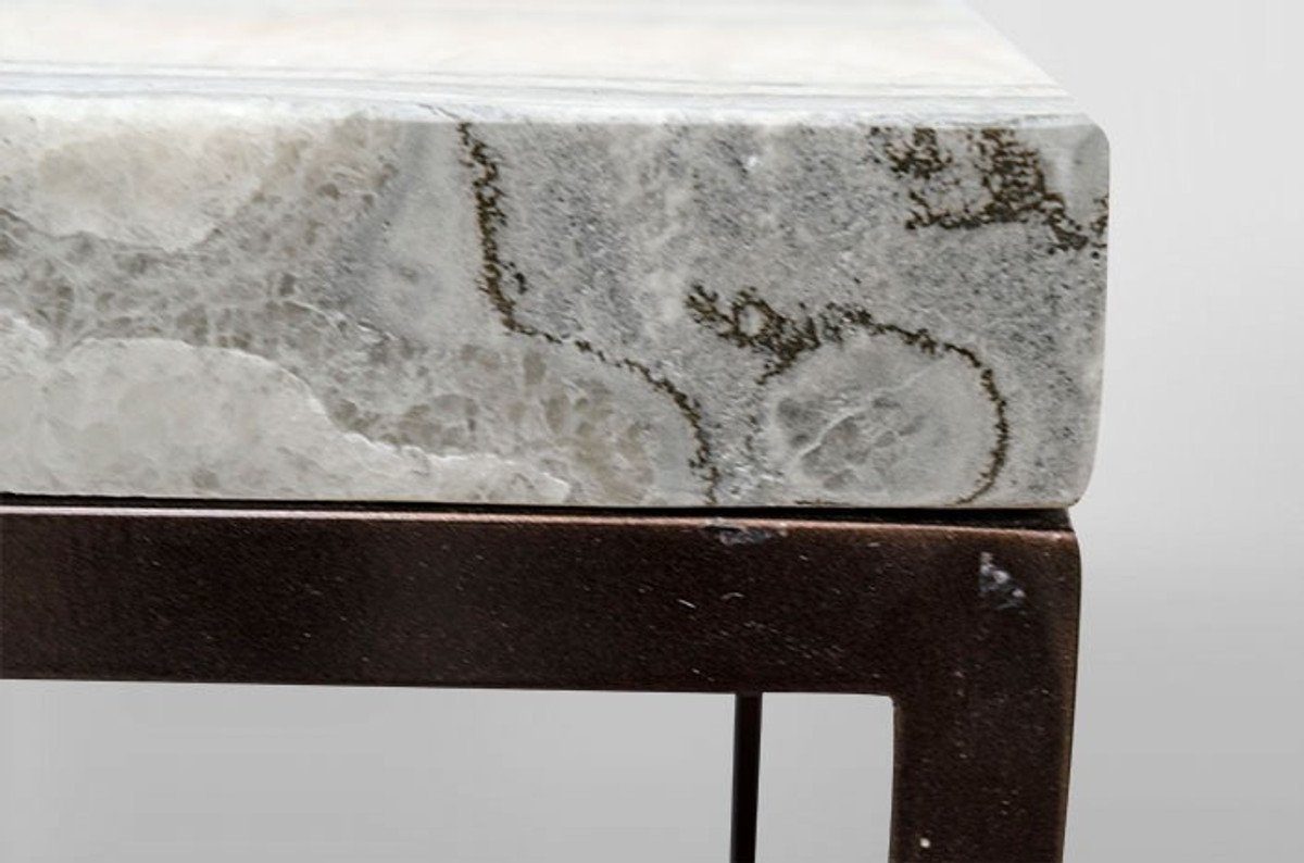 x Möbel Deco / Jugendstil - Couchtisch Beistelltisch 80 Art Tisch Beistelltisch Metall Padrino Casa Onyx 50 cm-