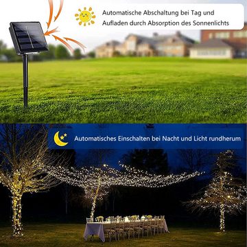 GelldG LED-Lichterkette Solar Lichterkette Außen, 22M 200 LED Solar Lichterkette Warmweiß