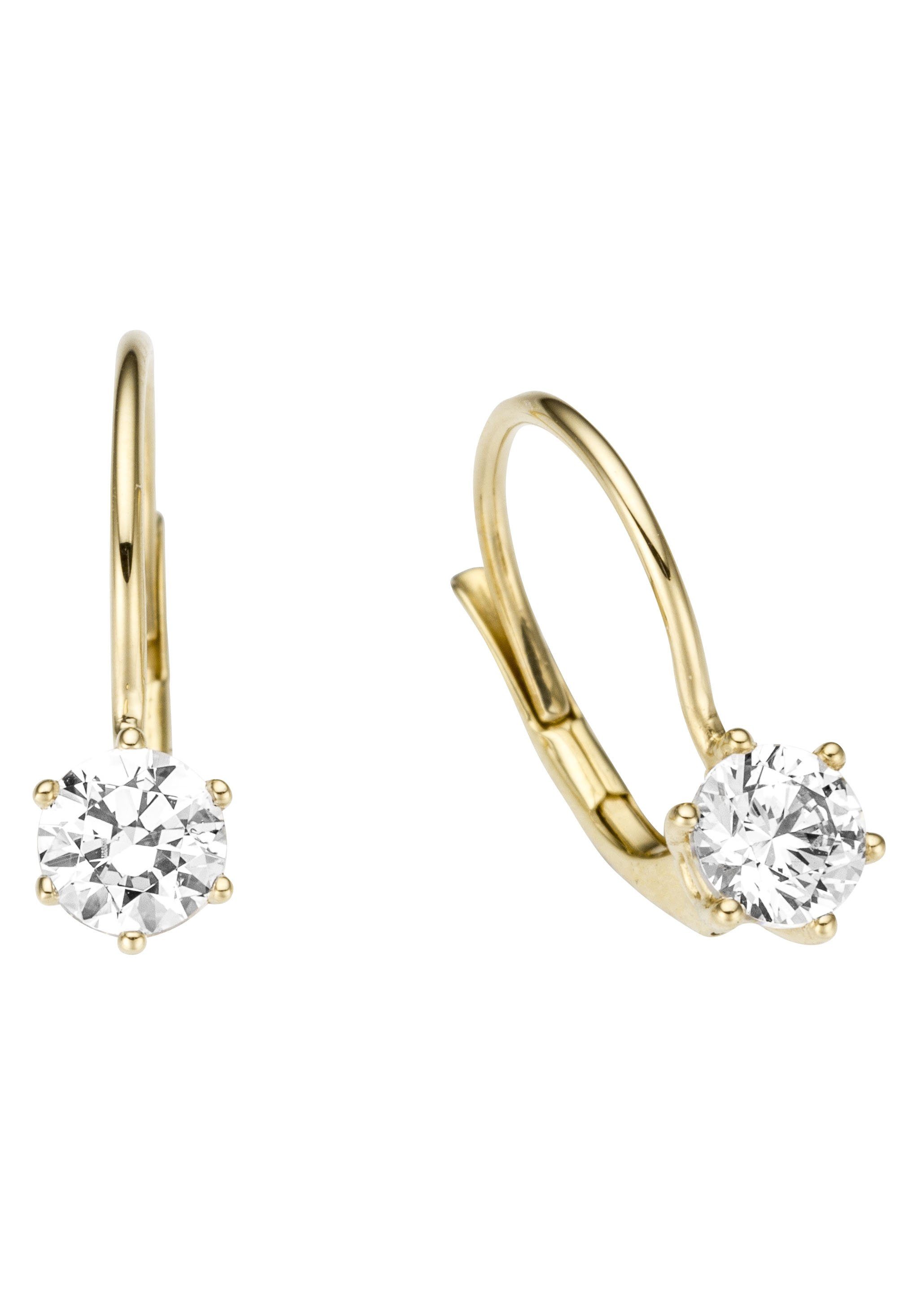 Paar Ohrhänger Schmuck Geschenk Gold 333 Ohrschmuck Patentbrisur Solitär Glitzer