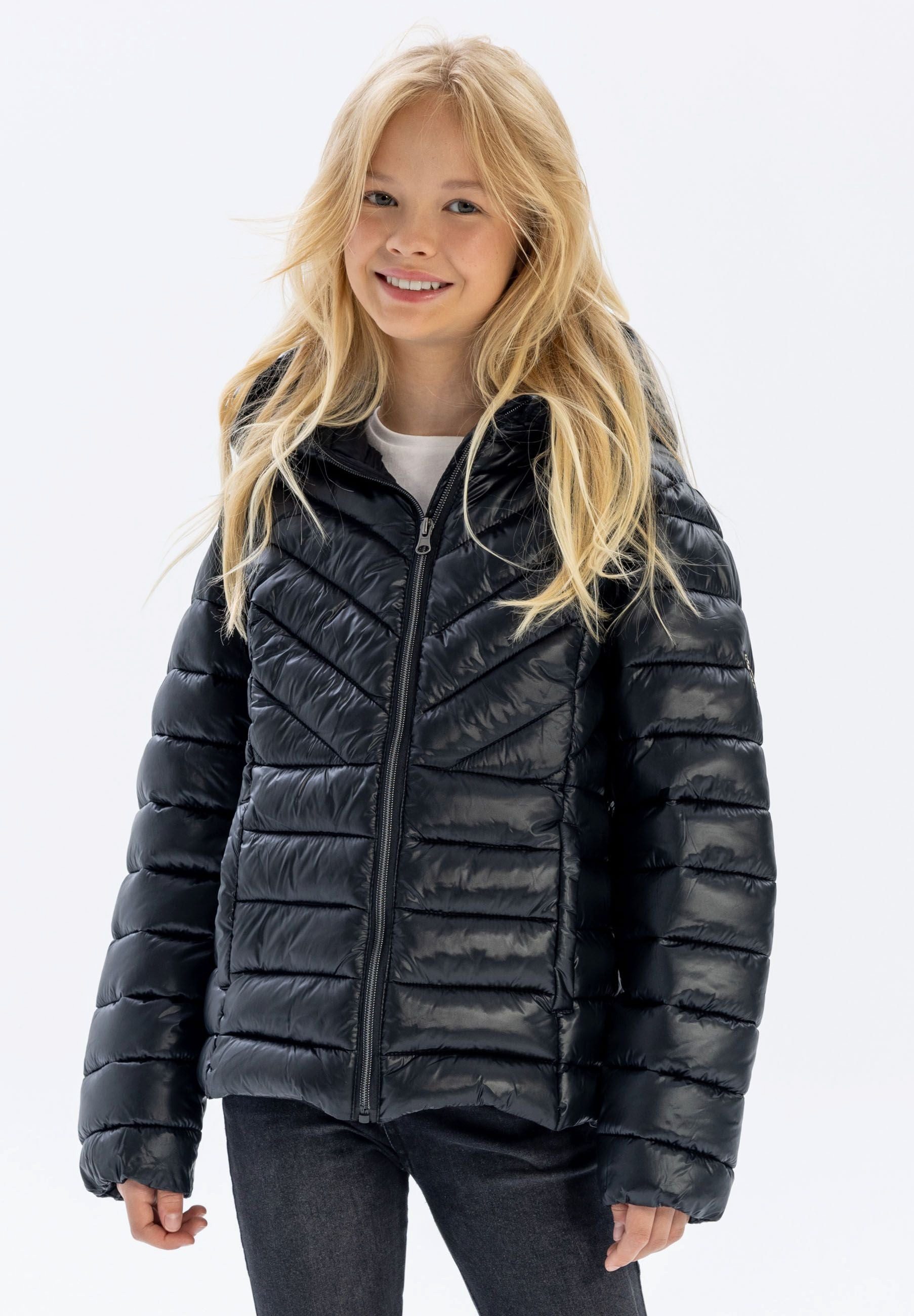 MINOTI Steppjacke für Mädchen mit Kapuze Herz-Abzeichen – Bild 2 von 5