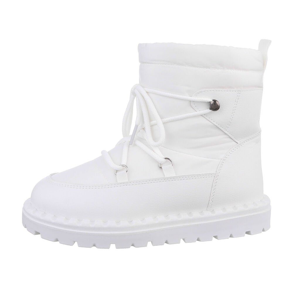 Snowboots in Damen Schnürstiefeletten Ital-Design Freizeit Snowboots Flach Weiß