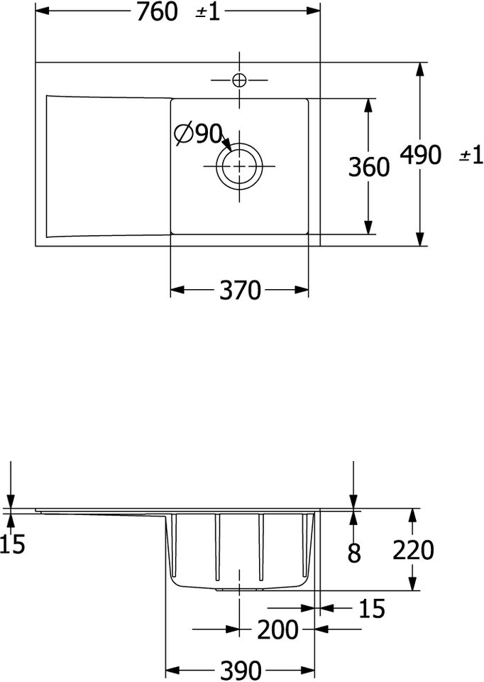 Thumbnail - Villeroy & Boch Einbauspüle Keramikspüle 33472FR1, Subway Style 45 Flat