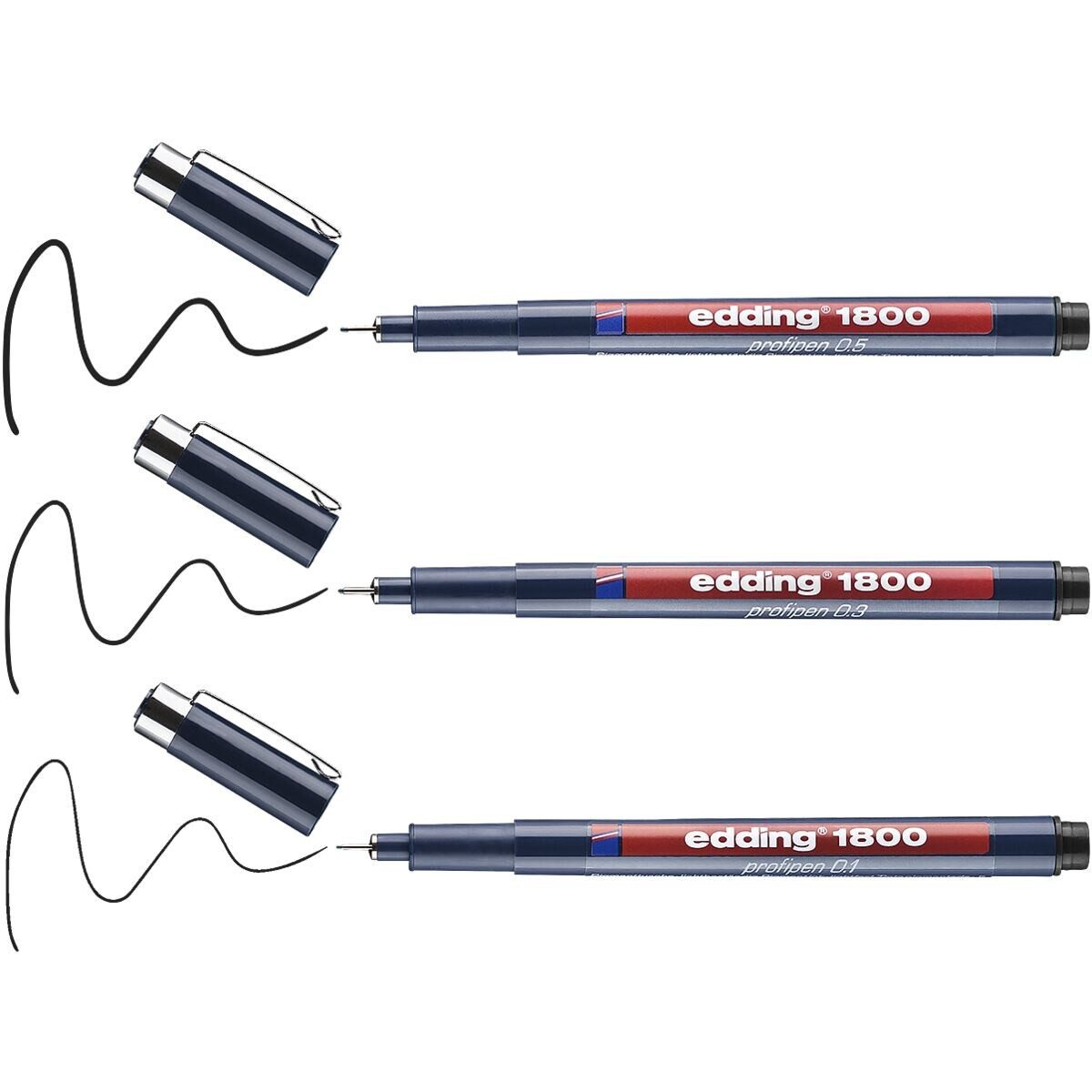 edding Fineliner 1800, (3-tlg), mit 3 unterschiedlichen Strichstärken