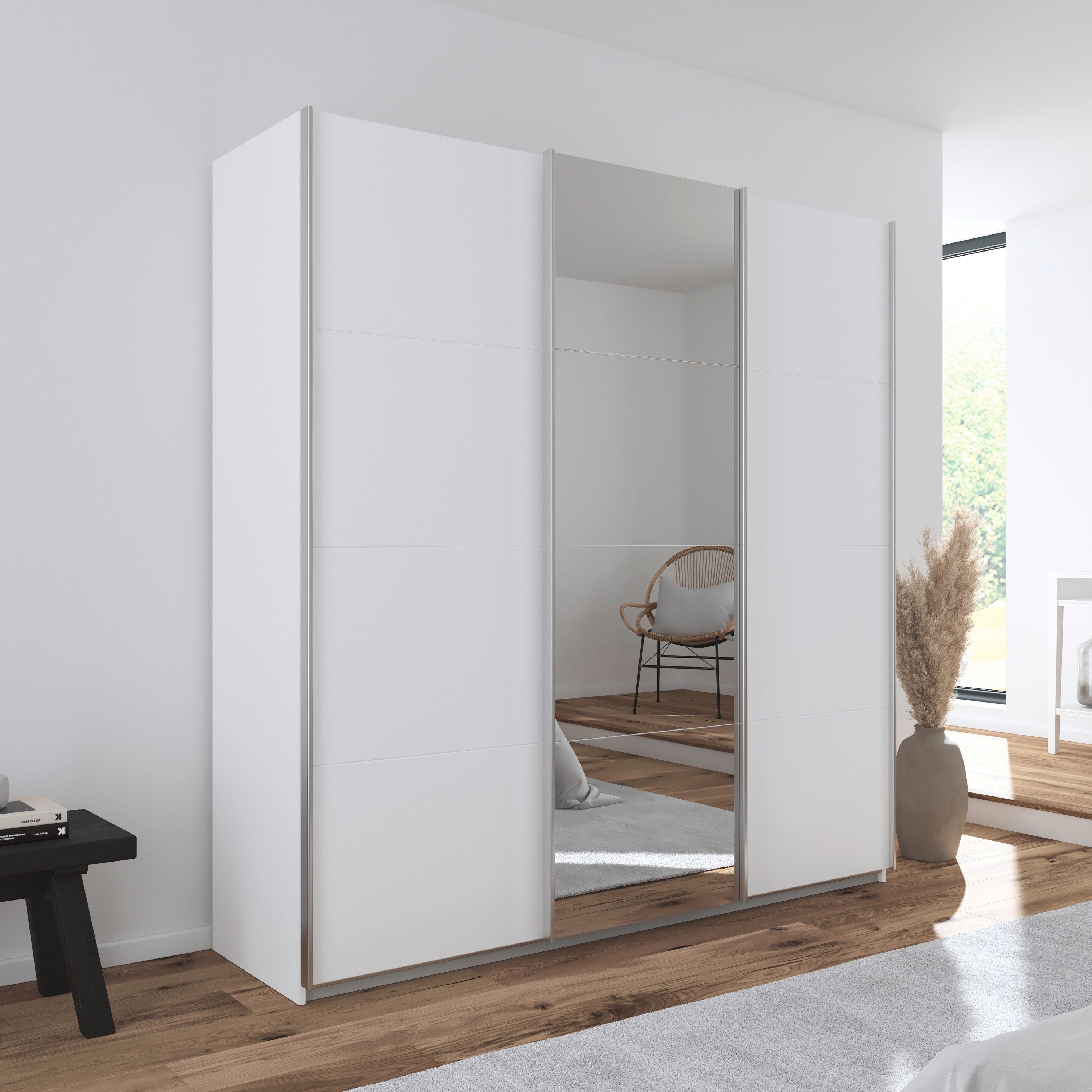 OTTO home Schwebetürenschrank Kleiderschrank Schrank Schlafzimmerschrank Garderobe AGORDO (Breiten 203/271/315/360 cm in drei Griff-Farben - NEU: Farbe SCHWARZ) Top Innenausstattung, in 4 Breiten und 2 Höhen MADE IN GERMANY
